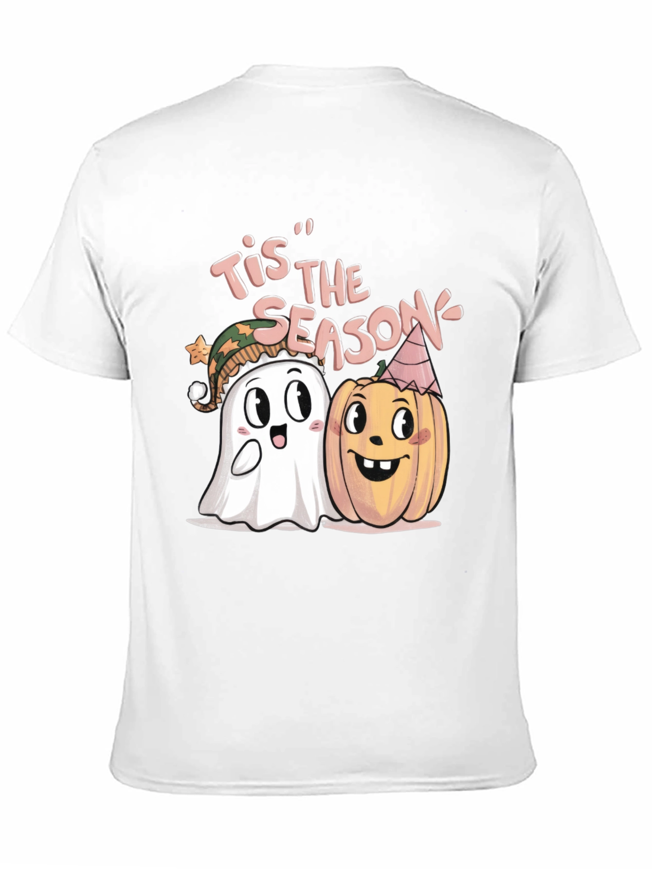 Black Tis' the Season Halloween Ghost & Pumpkin T-Shirt view 11