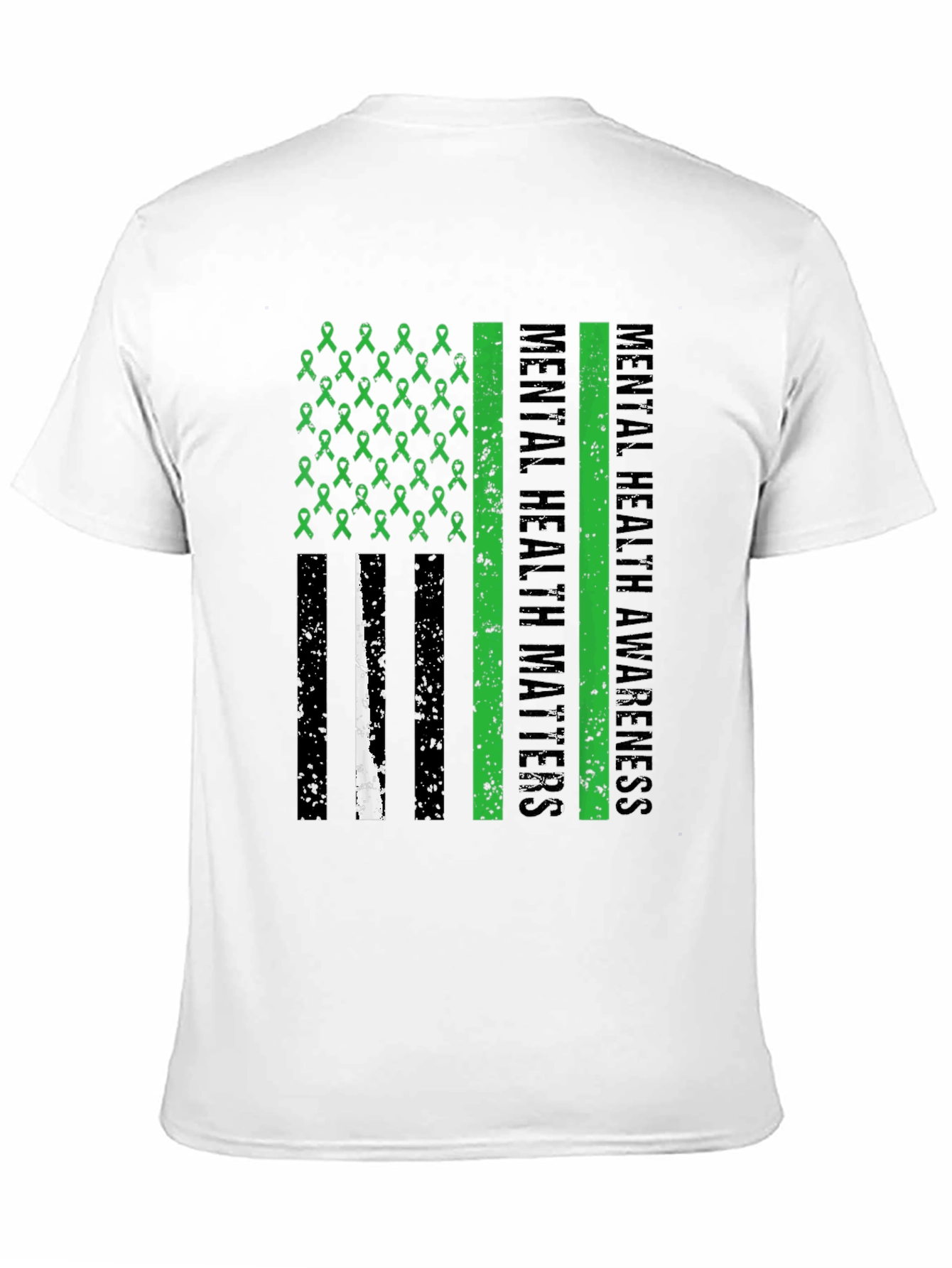 Black Mental Health Matters Awareness Ribbon American Flag Tee view 11