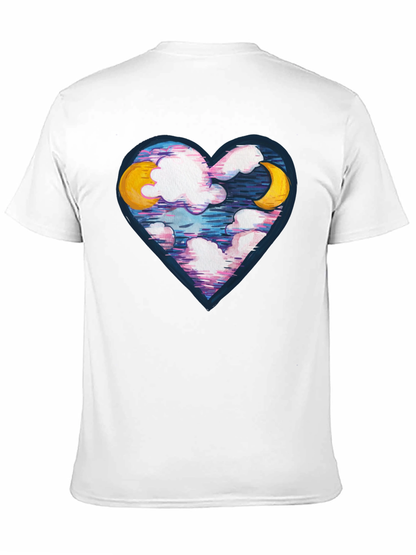Black Moon and Clouds Heart Graphic Tee - Black view 11