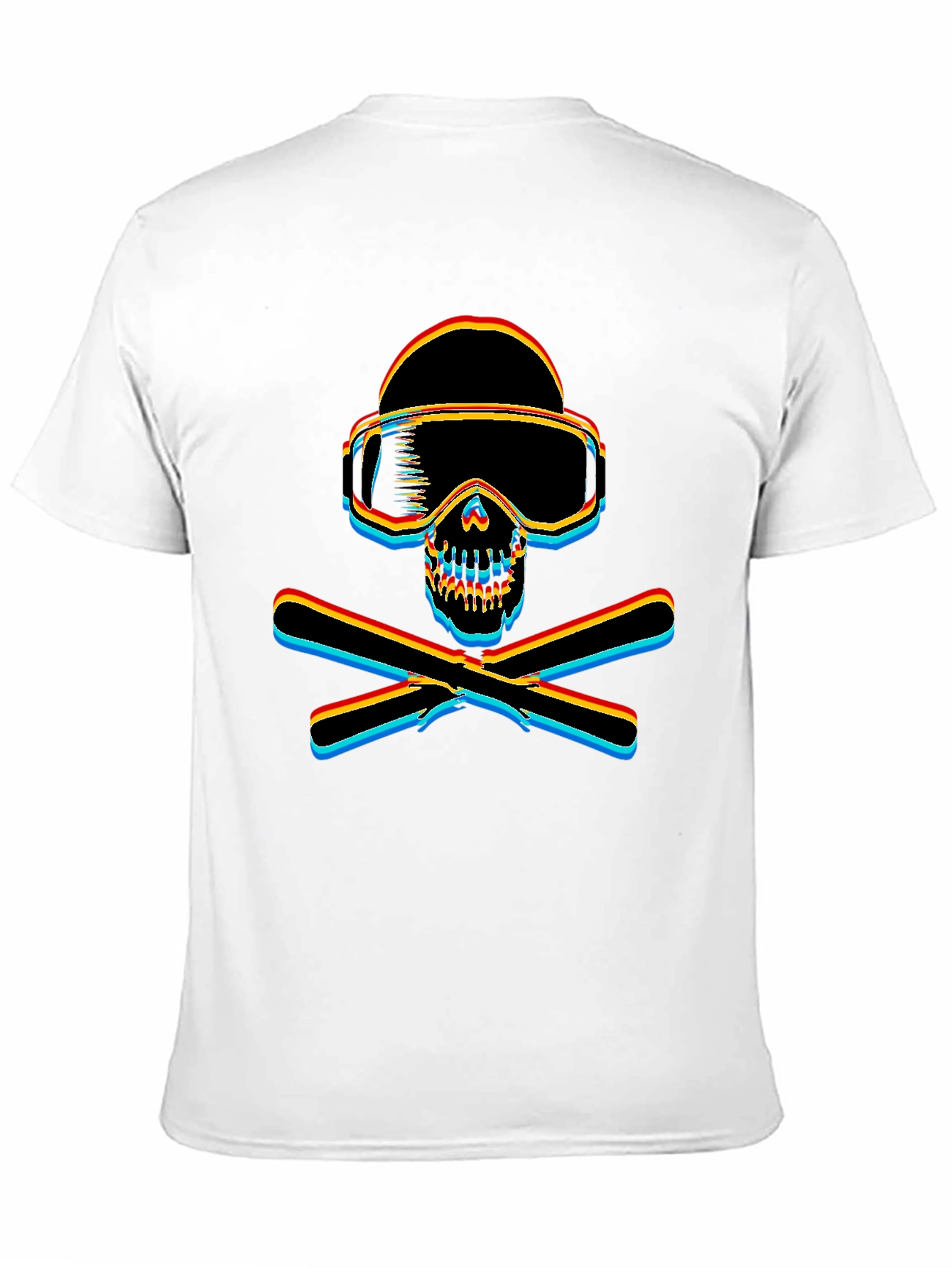 Black Ski Skull Graphic Tee - Black Cotton T-Shirt view 11