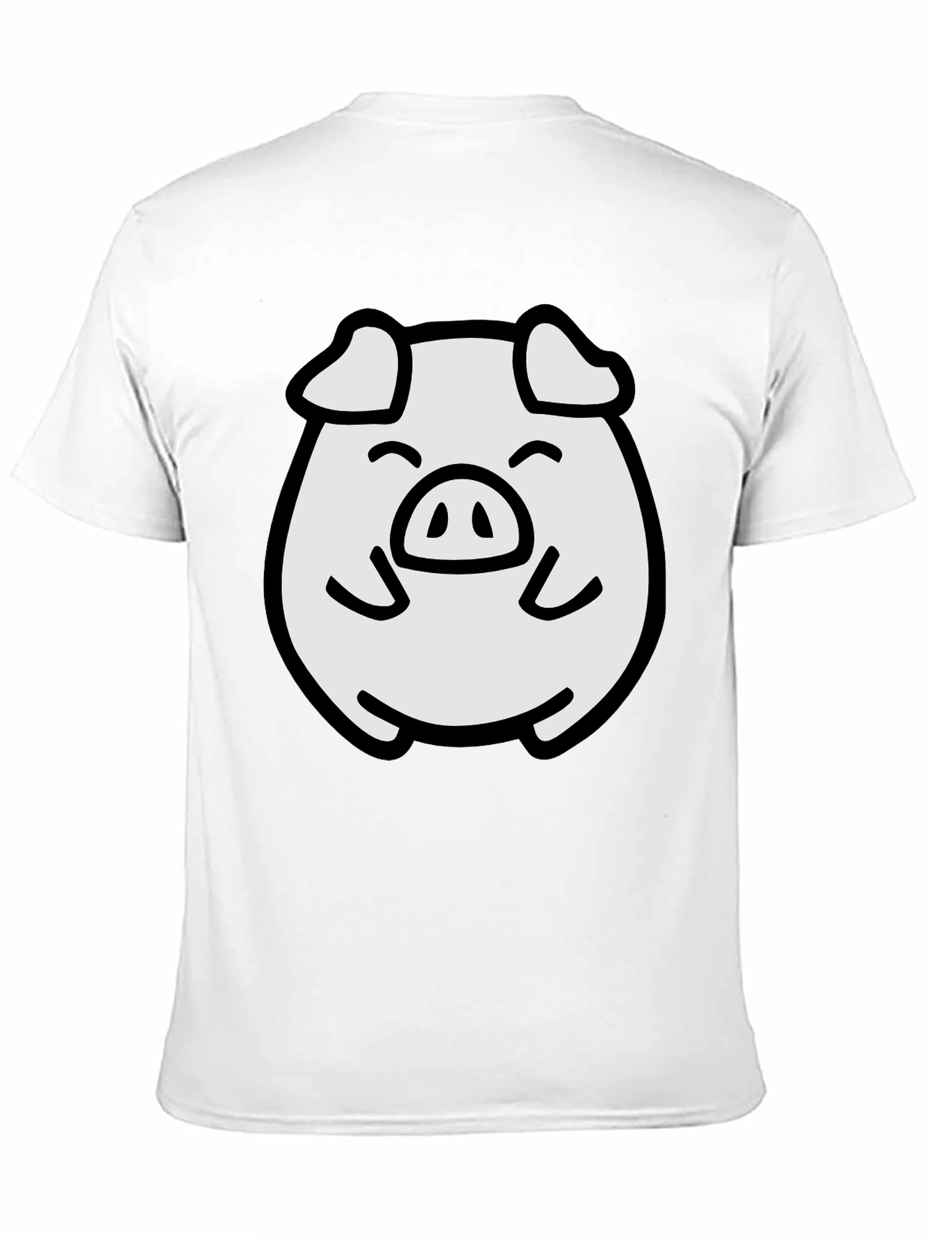Black Cute Pig Graphic Tee - Black Cotton Blend Comfort view 11