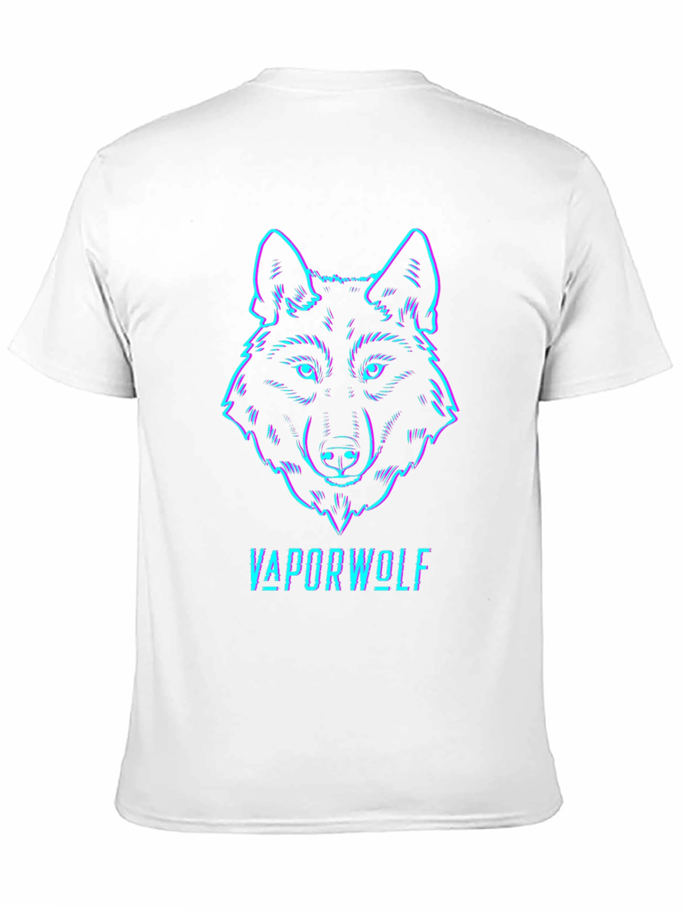 Black Vaporwave Wolf Graphic Tee - Black Cotton T-Shirt view 11