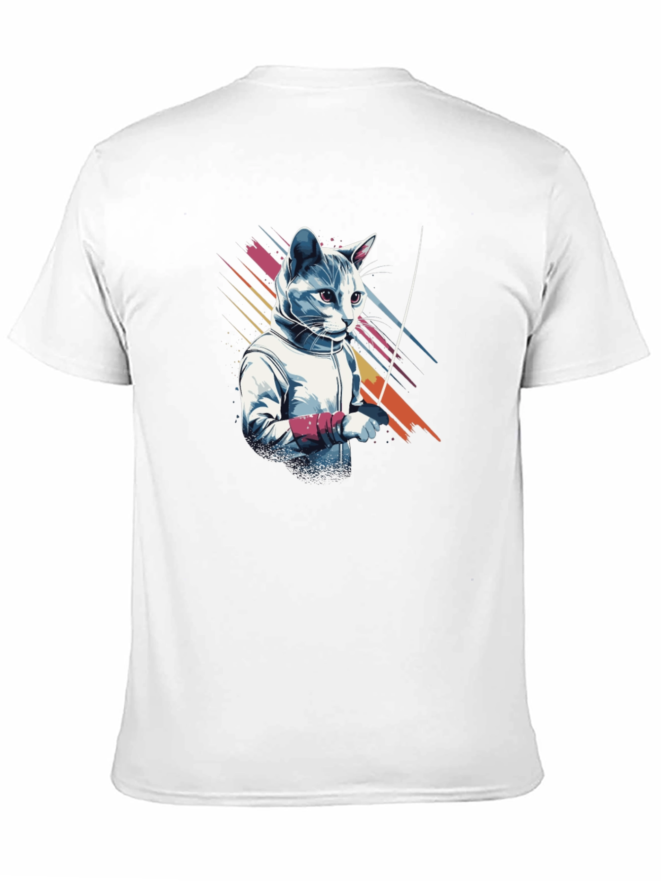 Black Fencing Cat Graphic T-Shirt view 11