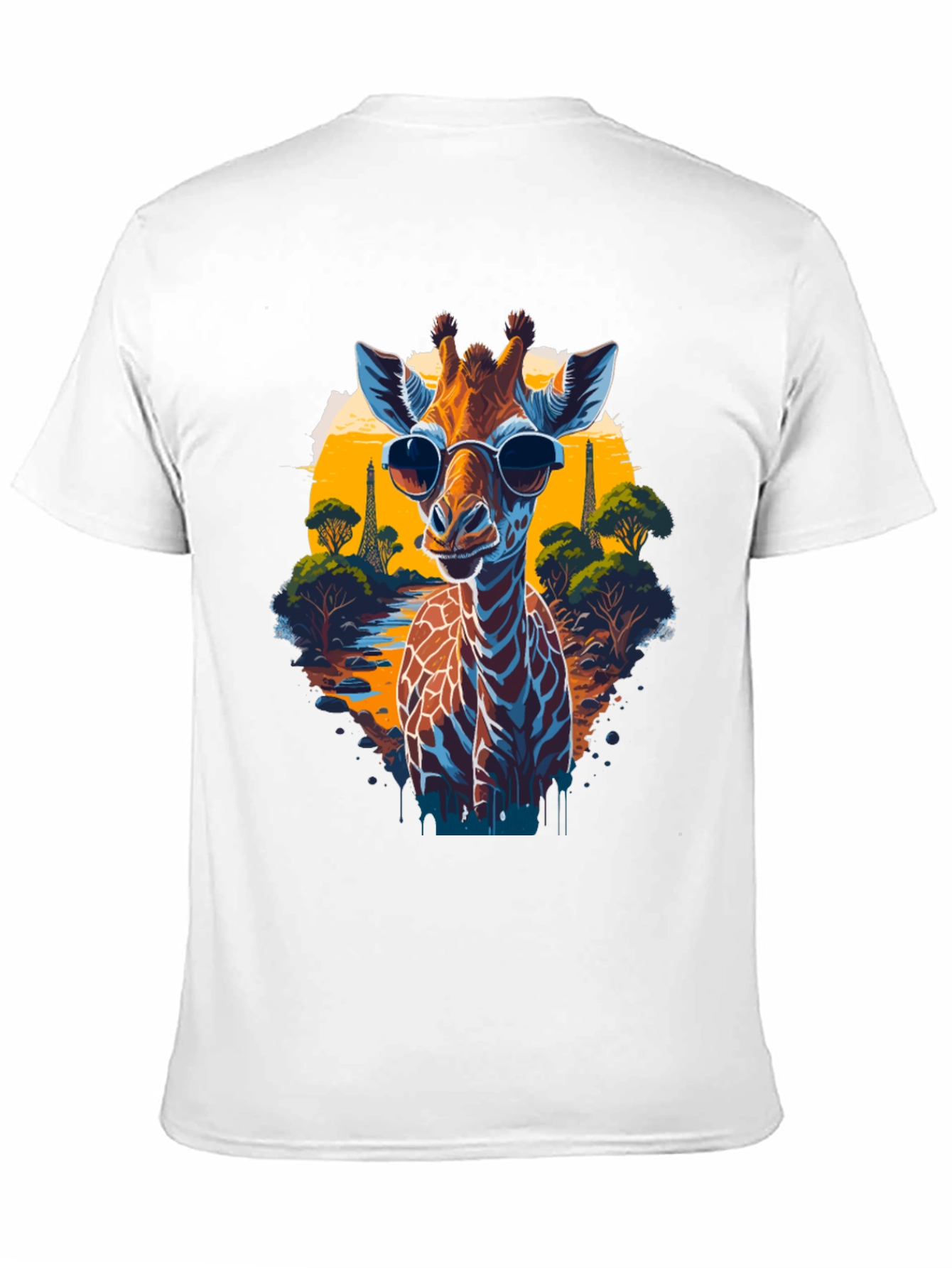 Black Cool Giraffe in Shades Graphic T-Shirt view 11