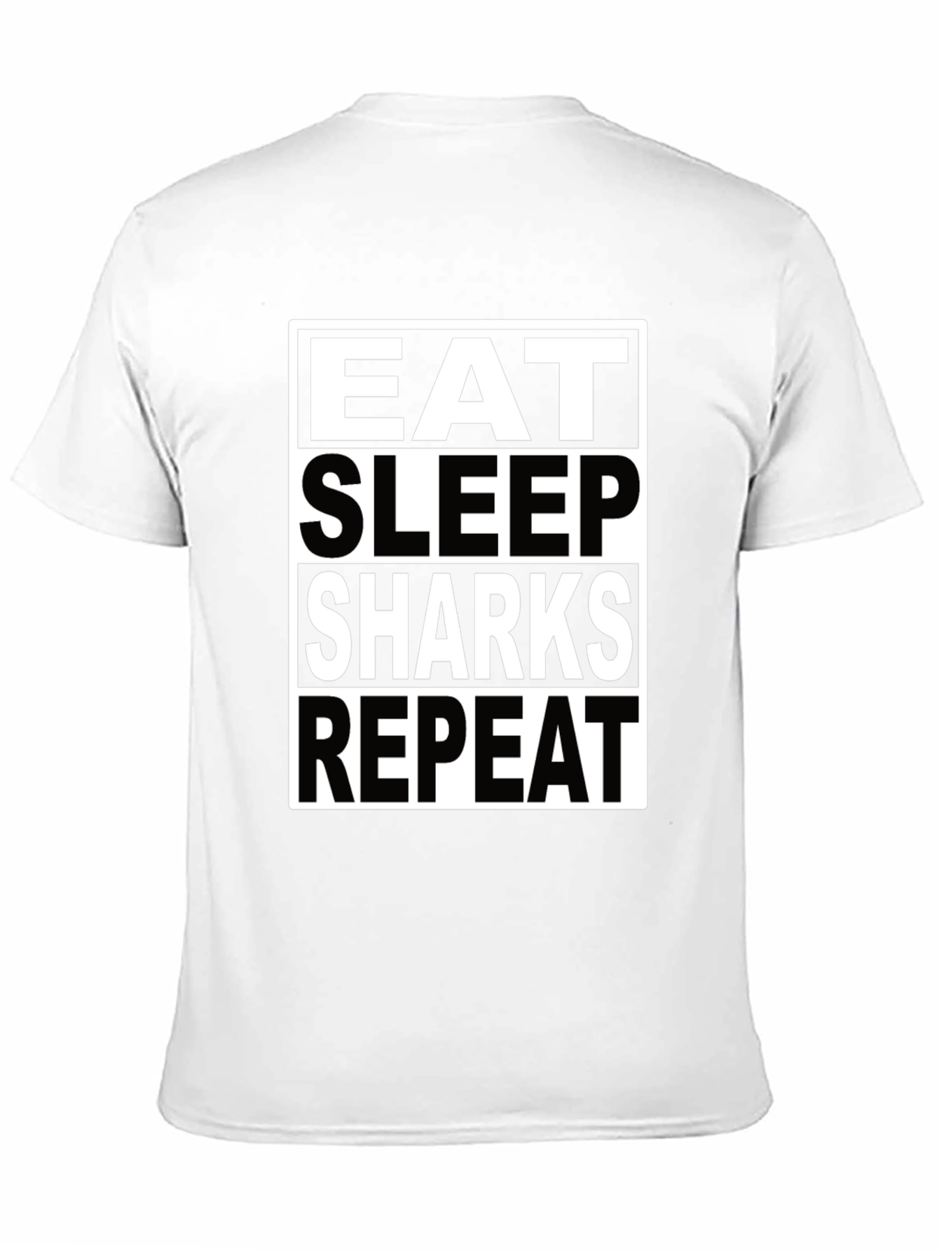 Black Eat Sleep Sharks Repeat Black T-Shirt view 11