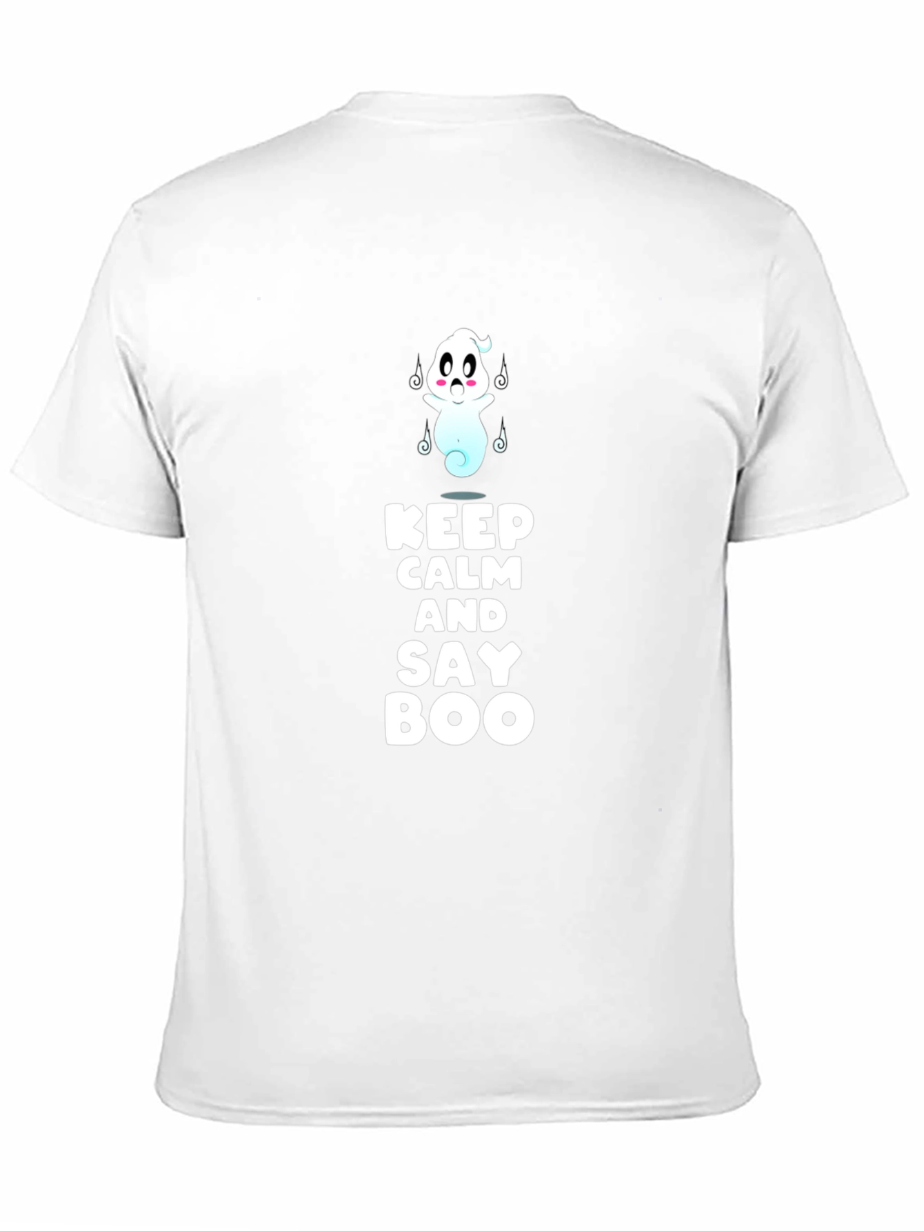 Black Keep Calm and Say Boo Ghost Graphic Tee view 11