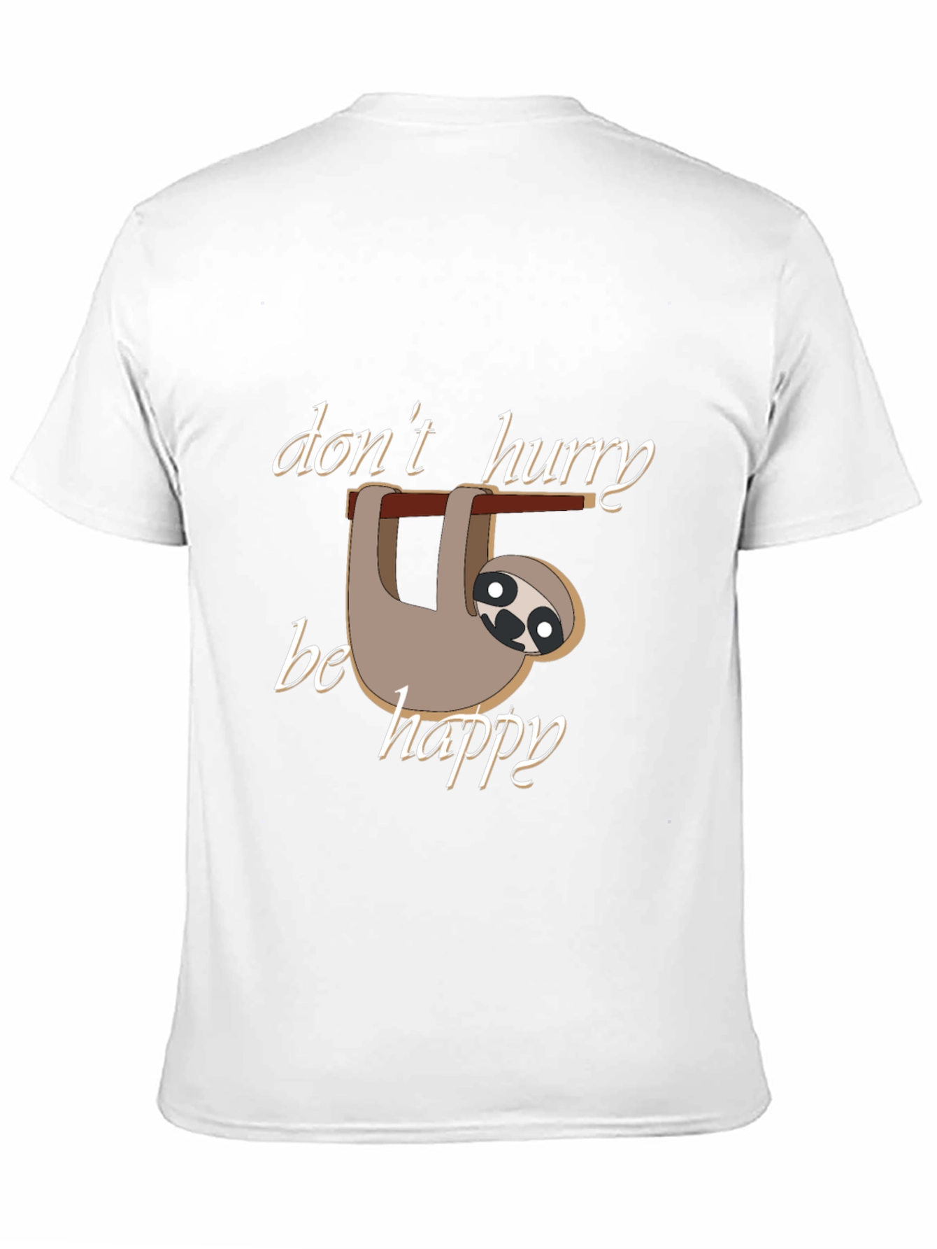 Black Don't Hurry Be Happy Sloth T-Shirt view 11