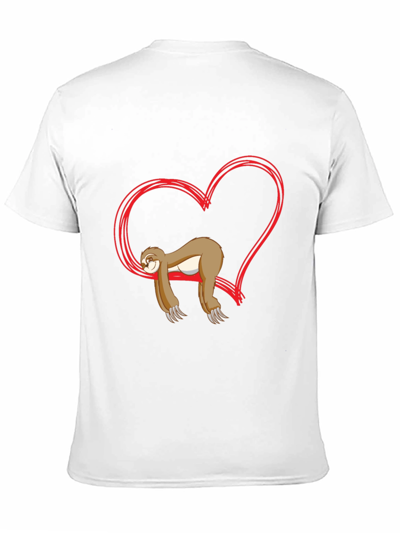 Black Sloth Heart Graphic Tee - Relaxed Fit Cotton T-Shirt view 11