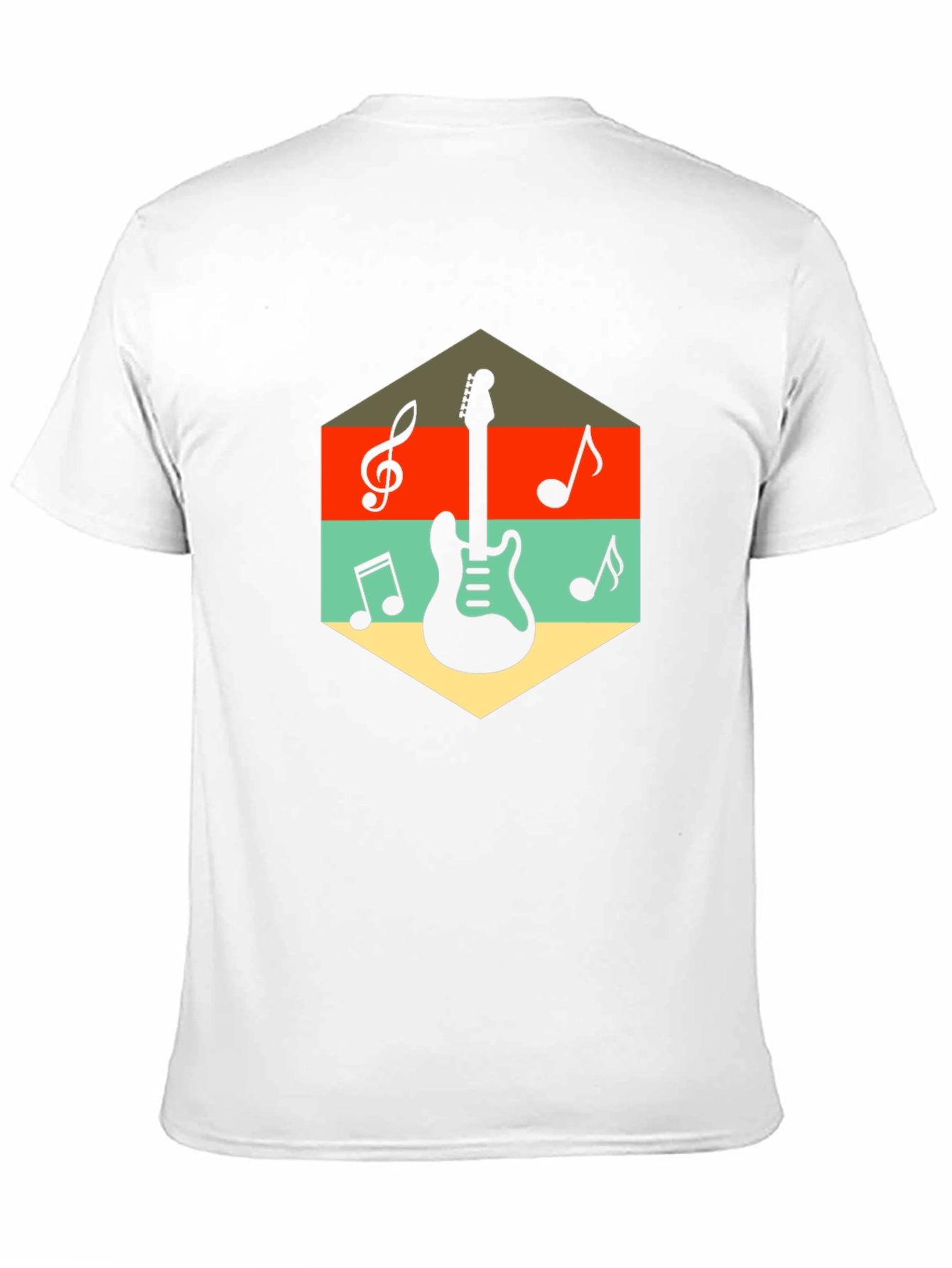 Black Retro Guitar & Music Note Graphic T-Shirt view 11