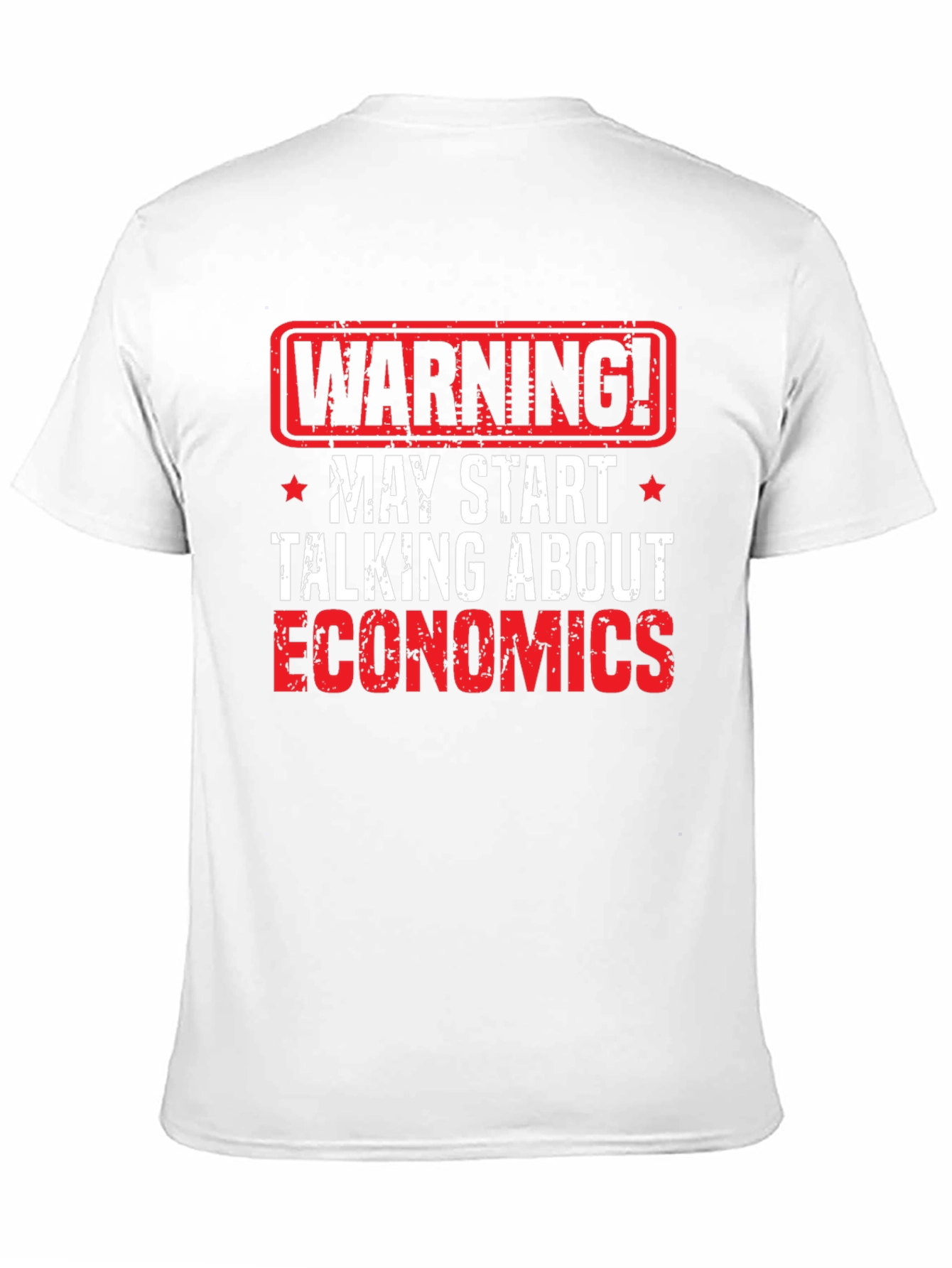 Black Warning Economics T-Shirt - Funny Geek Tee view 11