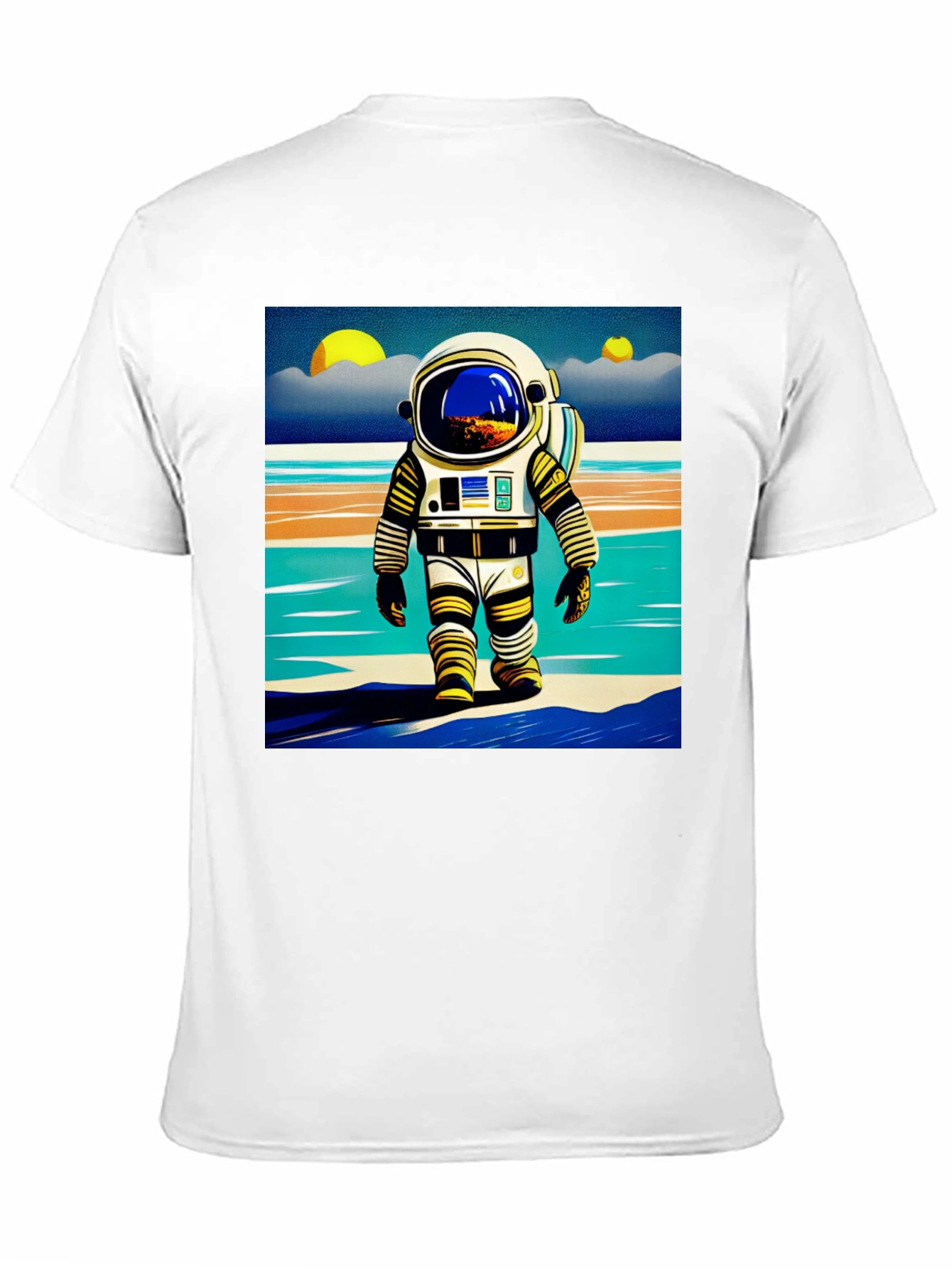 Black Astronaut Beach T-Shirt - Retro Space Adventure Tee view 11