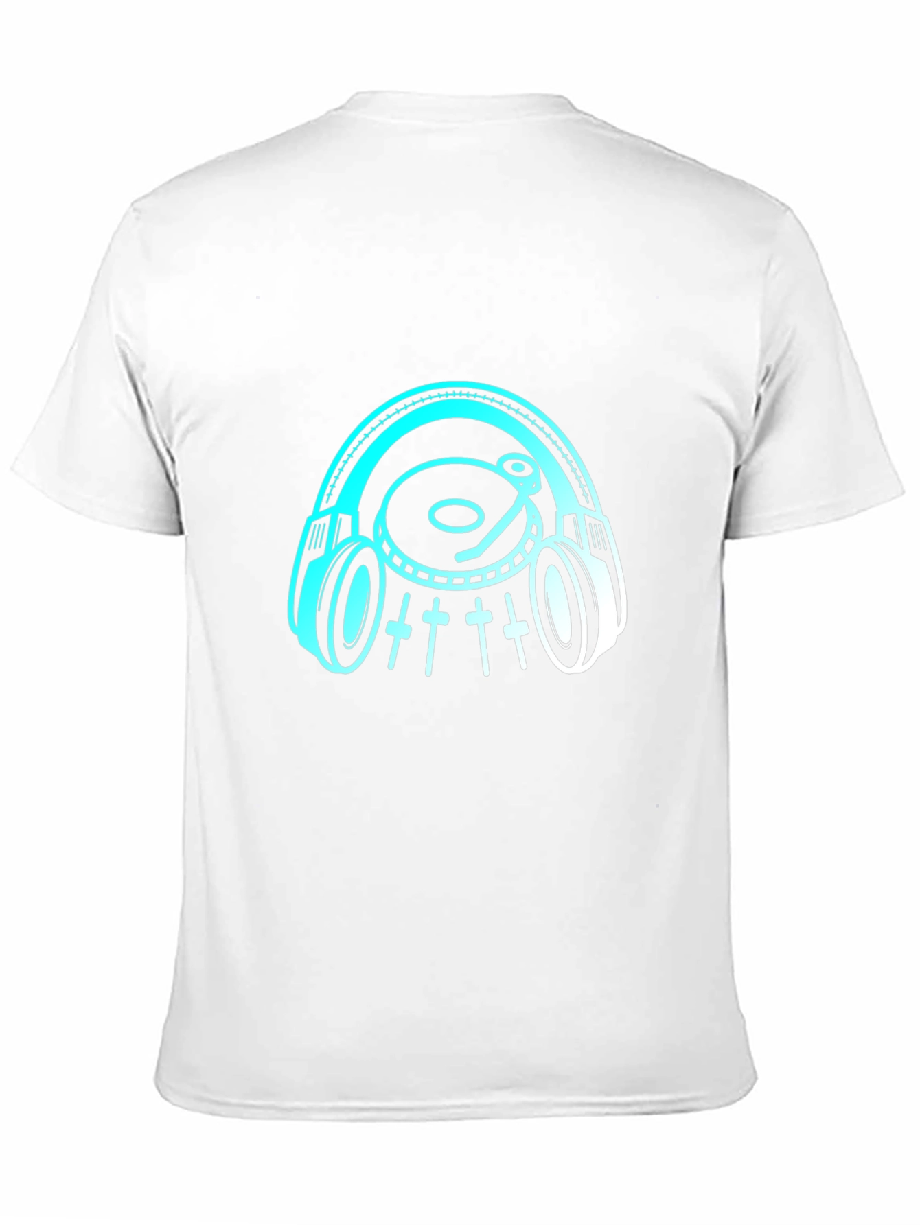 Black DJ Headphones & Turntable Black T-Shirt view 11