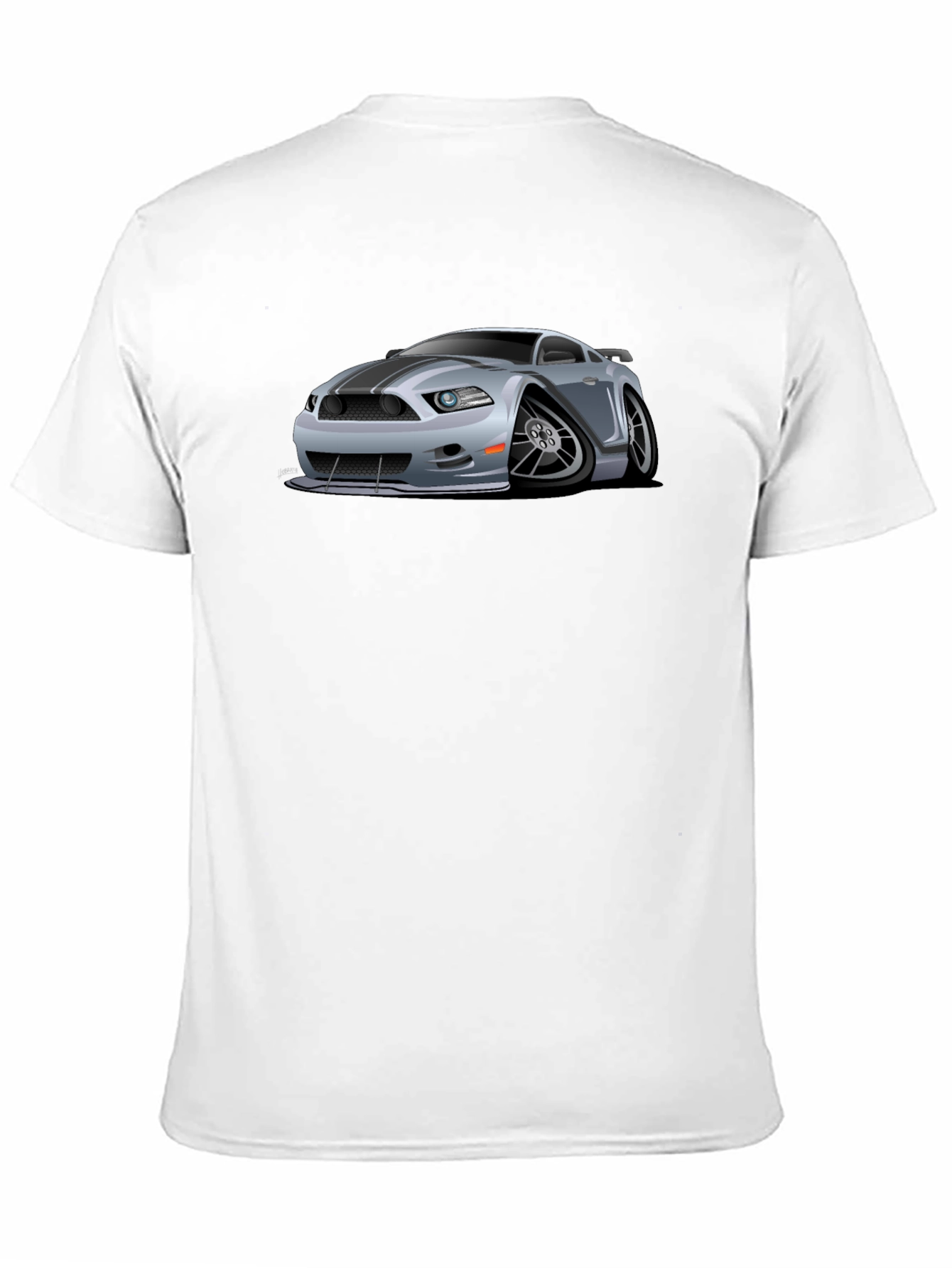 Black Car Cartoon Graphic Print Black T-Shirt view 11