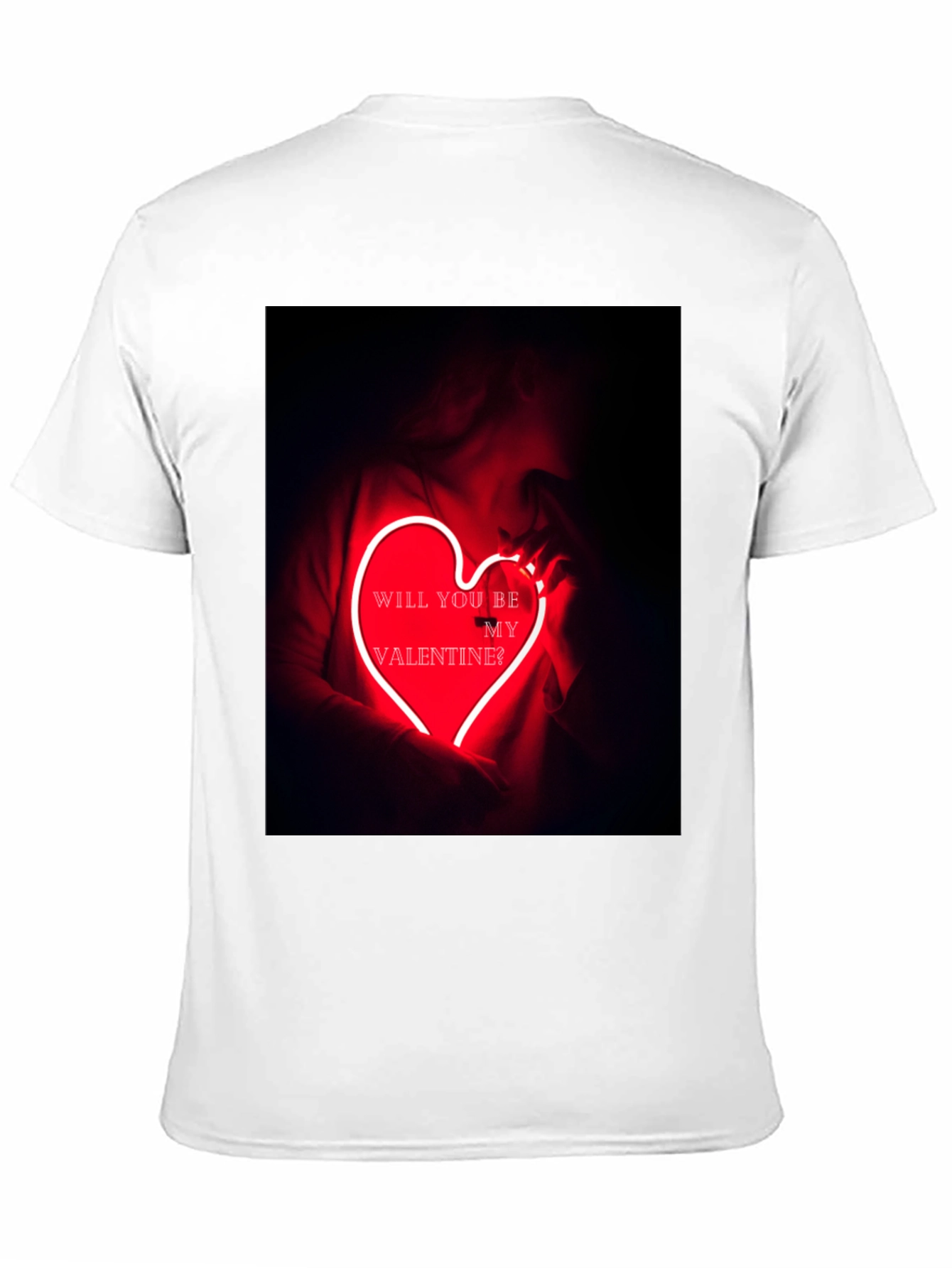 Black Valentine's Day Graphic Tee - Neon Heart T-Shirt view 11