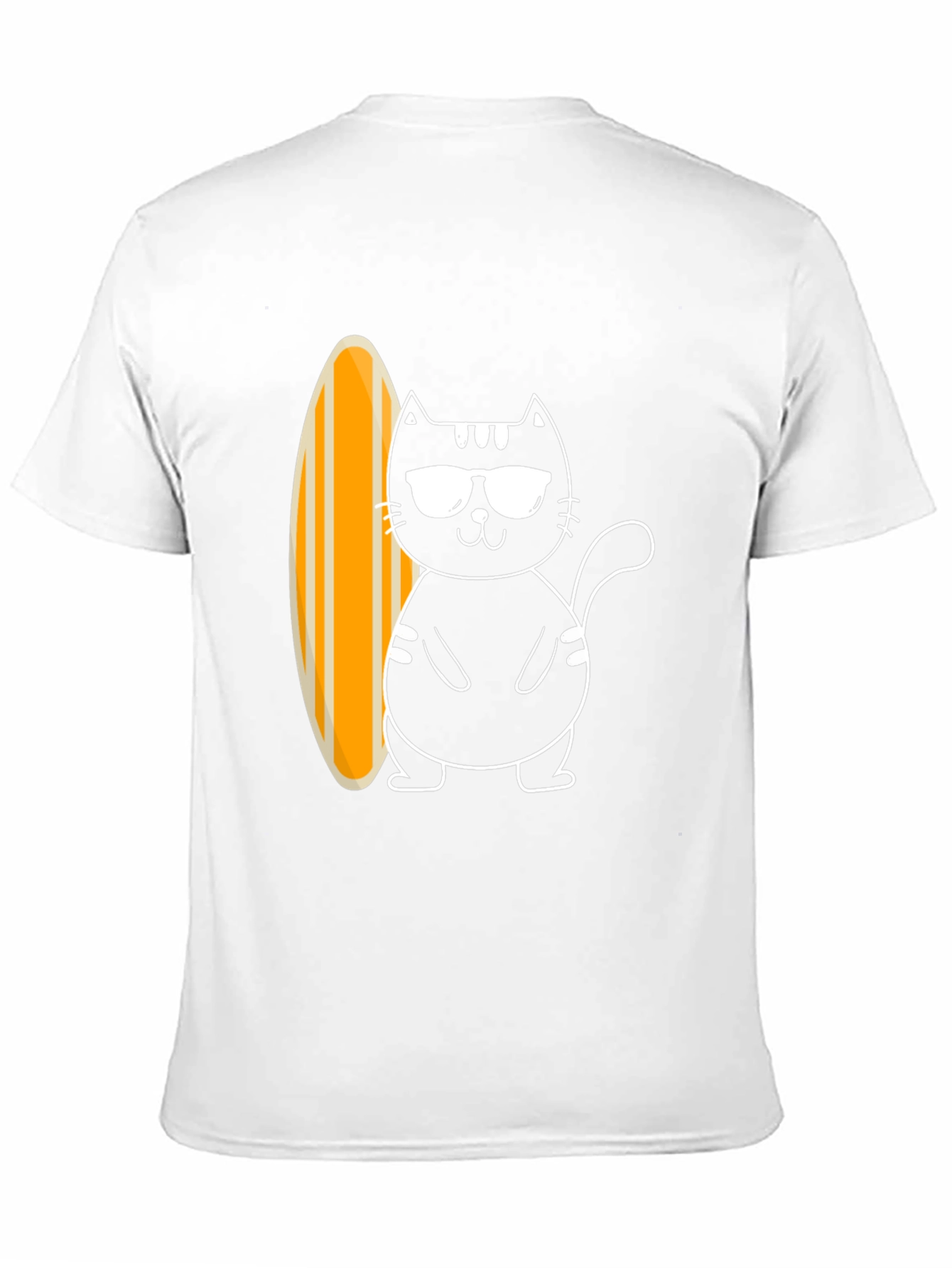 Black Cool Cat Surfboard Graphic Tee - Black Cotton T-Shirt view 11