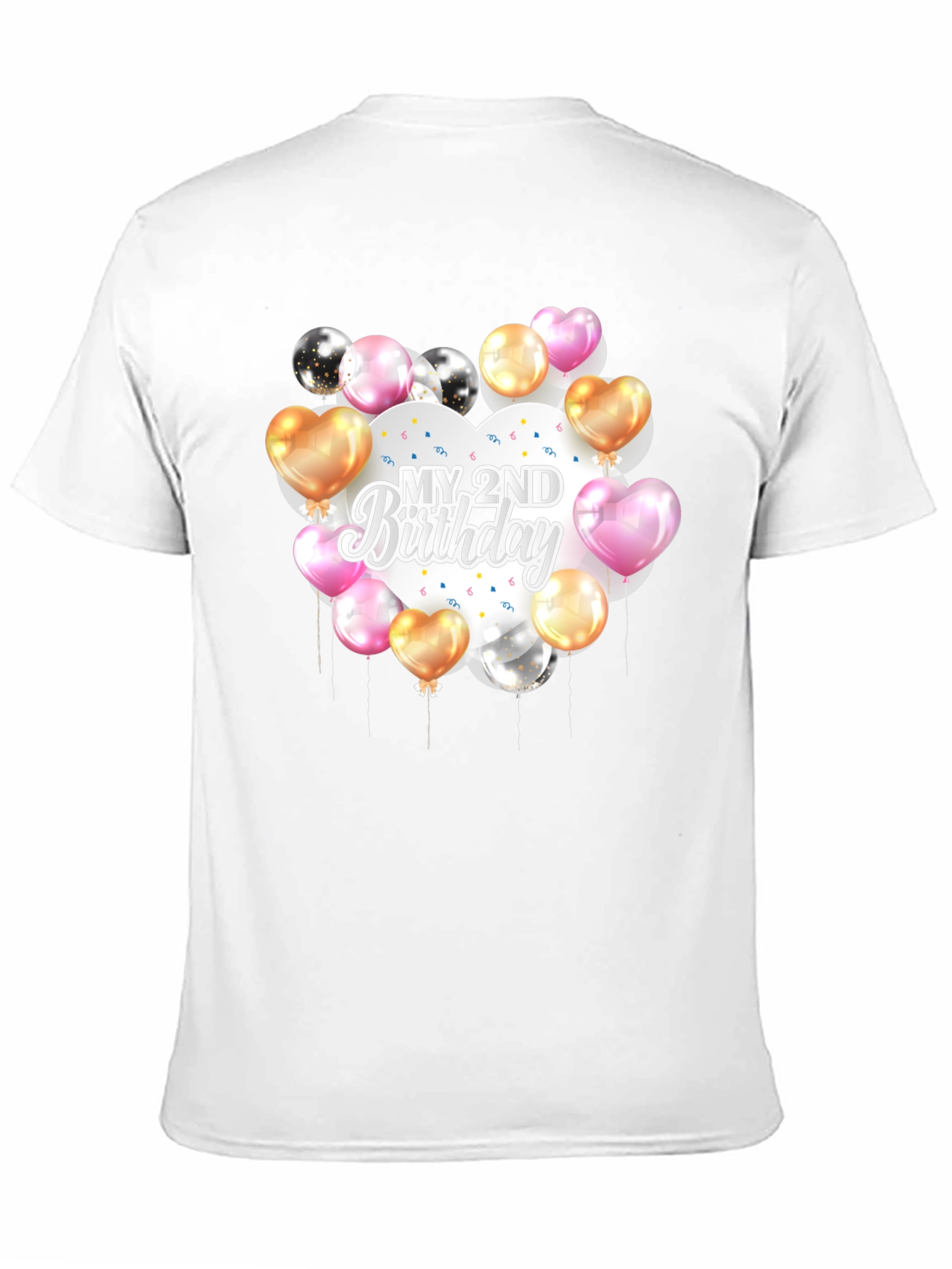 Black My 2nd Birthday Balloons T-Shirt view 11