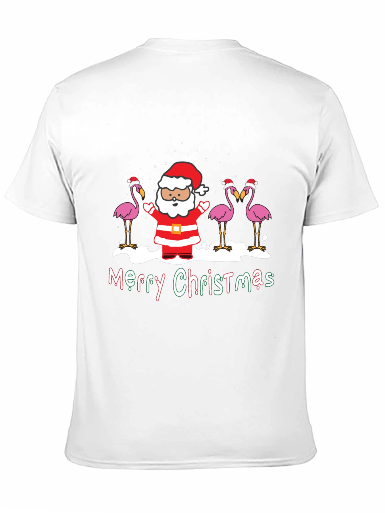 Black Merry Christmas Flamingo Santa Graphic Tee view 11