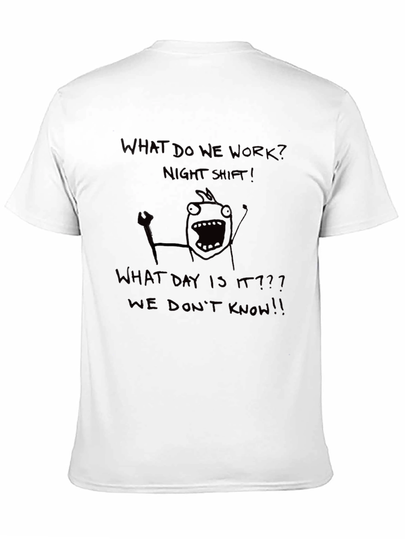 Black Night Shift Crew Tee - Funny Graphic T-Shirt view 11