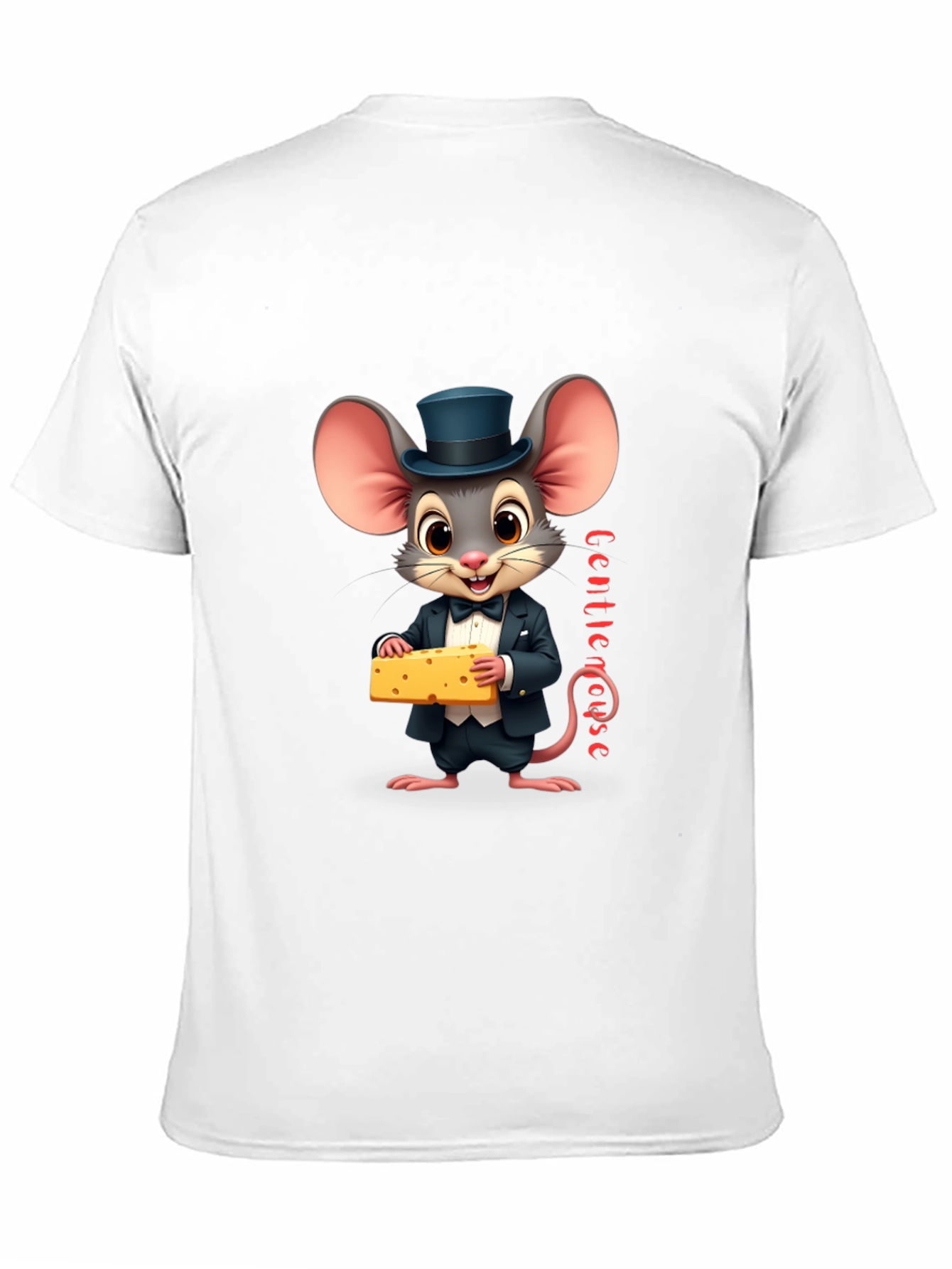 Black Gentle Mouse Cheese T-Shirt - Funny Cartoon Tee view 11
