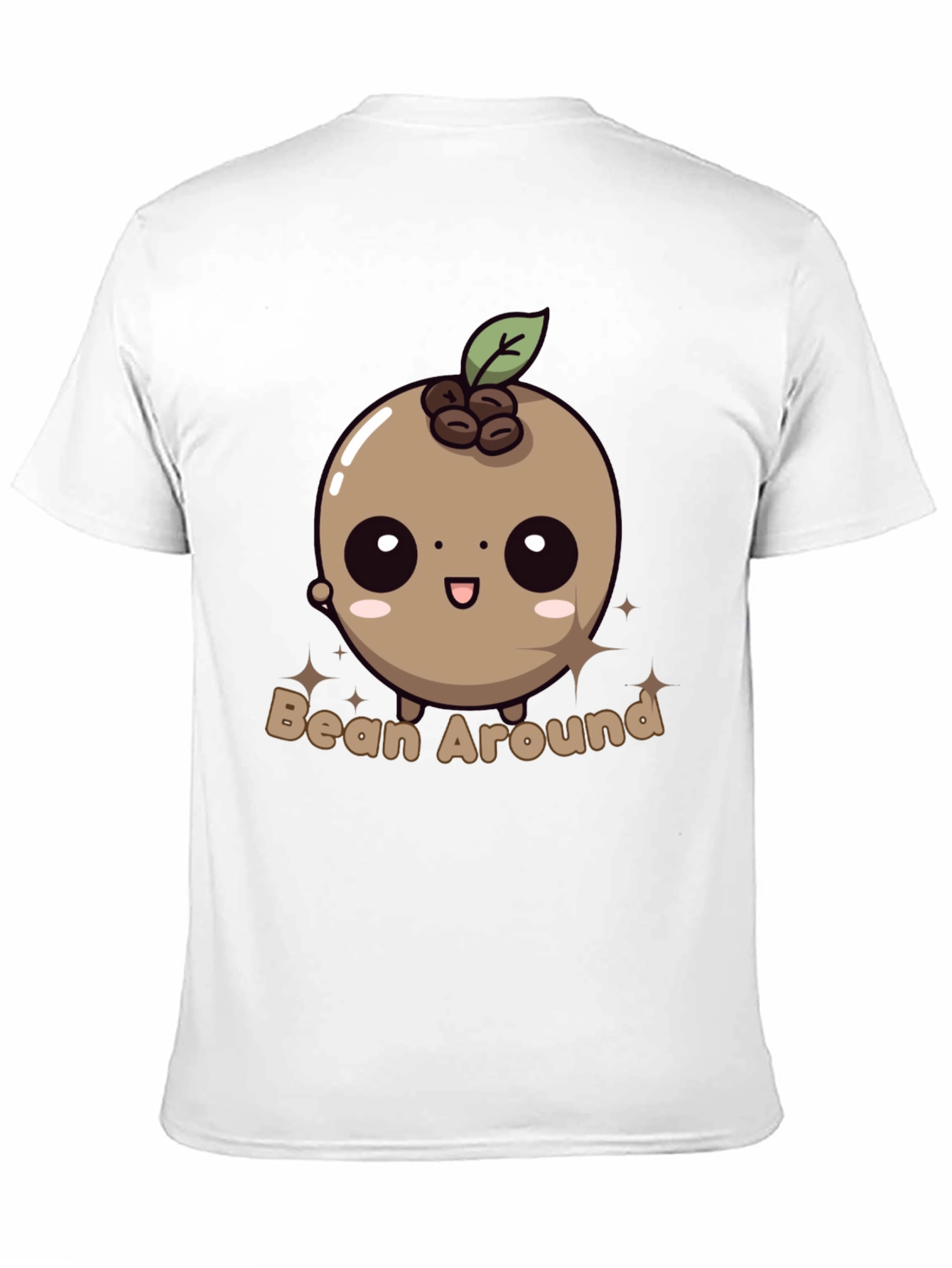 Black Bean Around T-Shirt - Kawaii Coffee Bean Design view 11