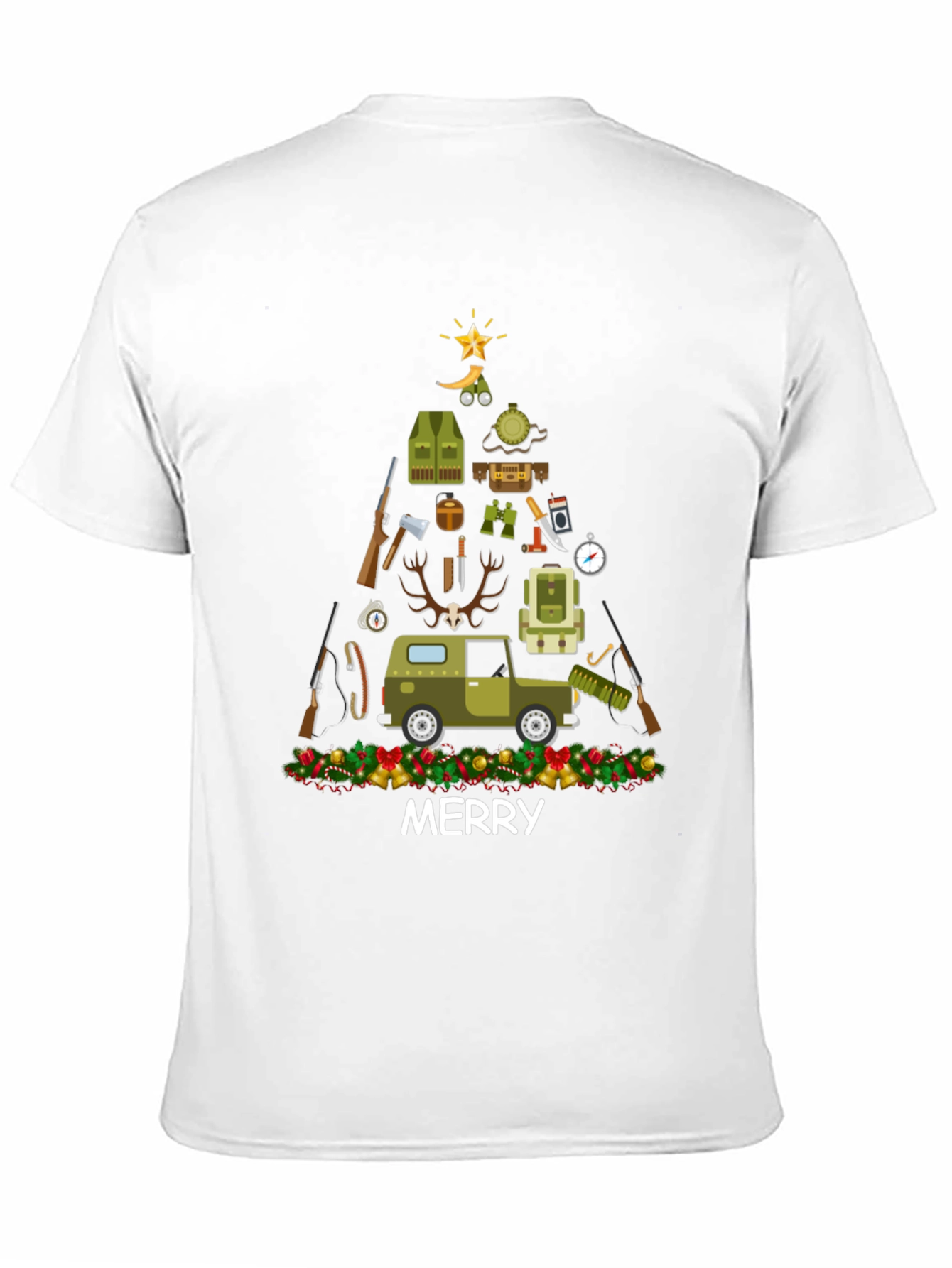 Black Merry Hunting Christmas Tree T-Shirt view 11