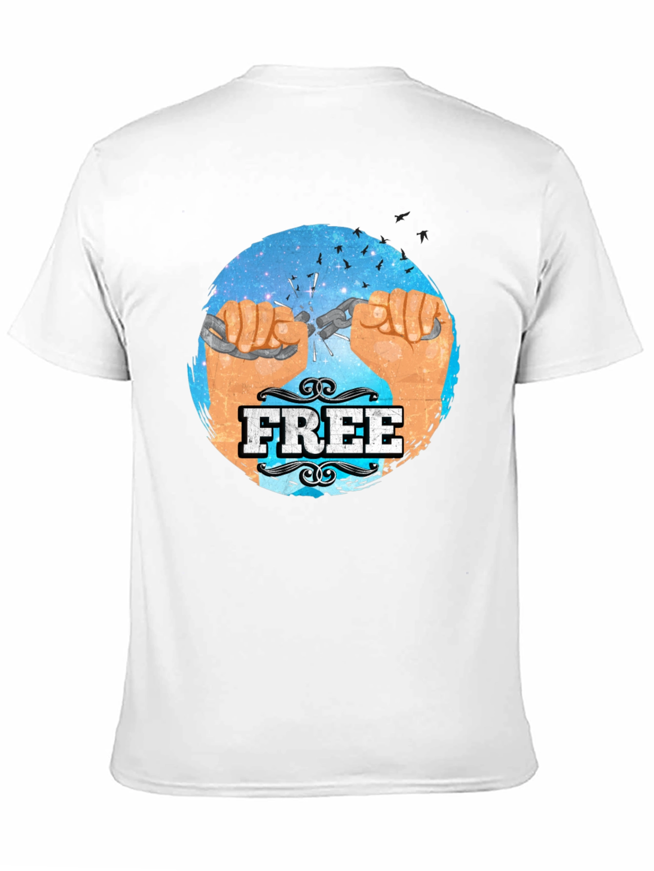 Black Free Breaking Chains Graphic T-Shirt view 11