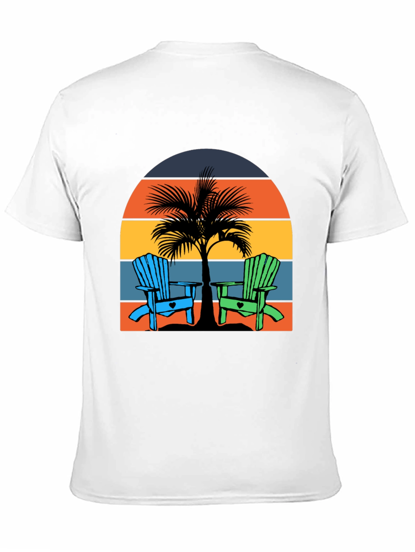Black Beach Chair Palm Tree Graphic Tee - Coastal Vibes! view 11