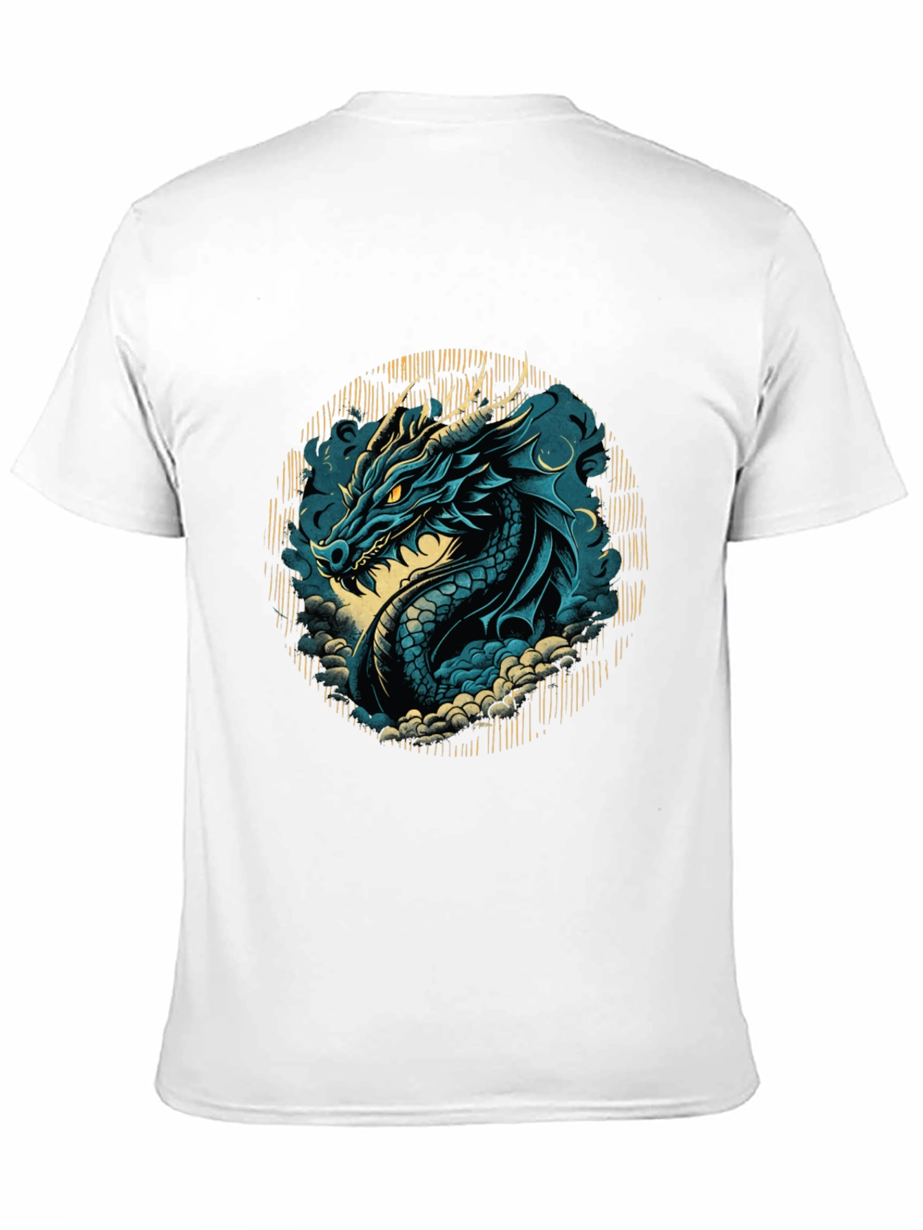 Black Blue Dragon Graphic Tee - Fantasy Style Shirt view 11