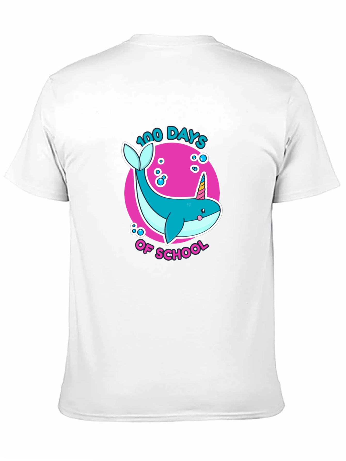 Black 100 Days of School Narwhal Unicorn Kids T-Shirt view 11