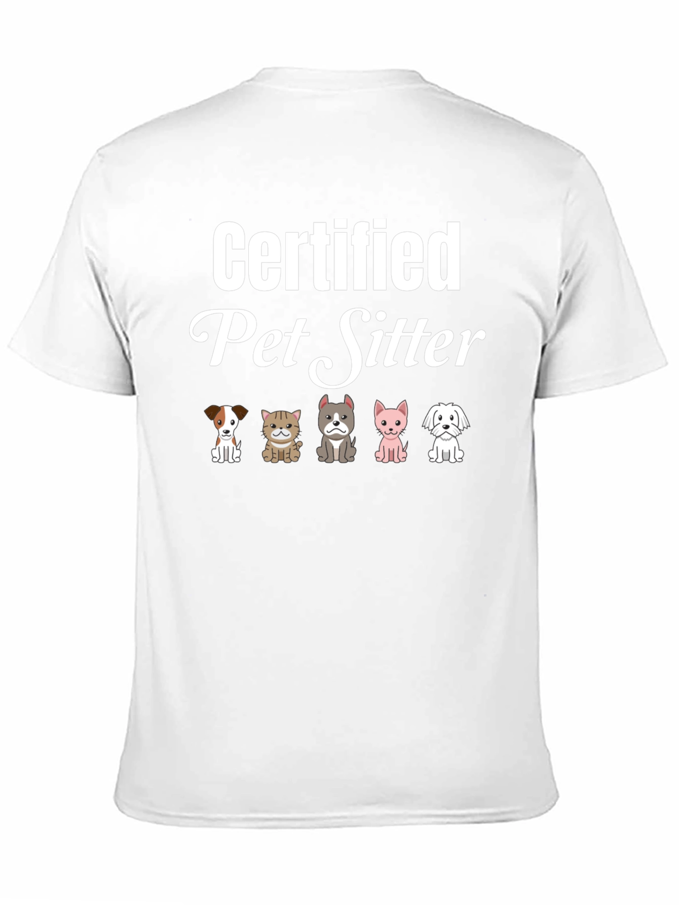 Black Certified Pet Sitter T-Shirt Cute Dogs & Cats view 11