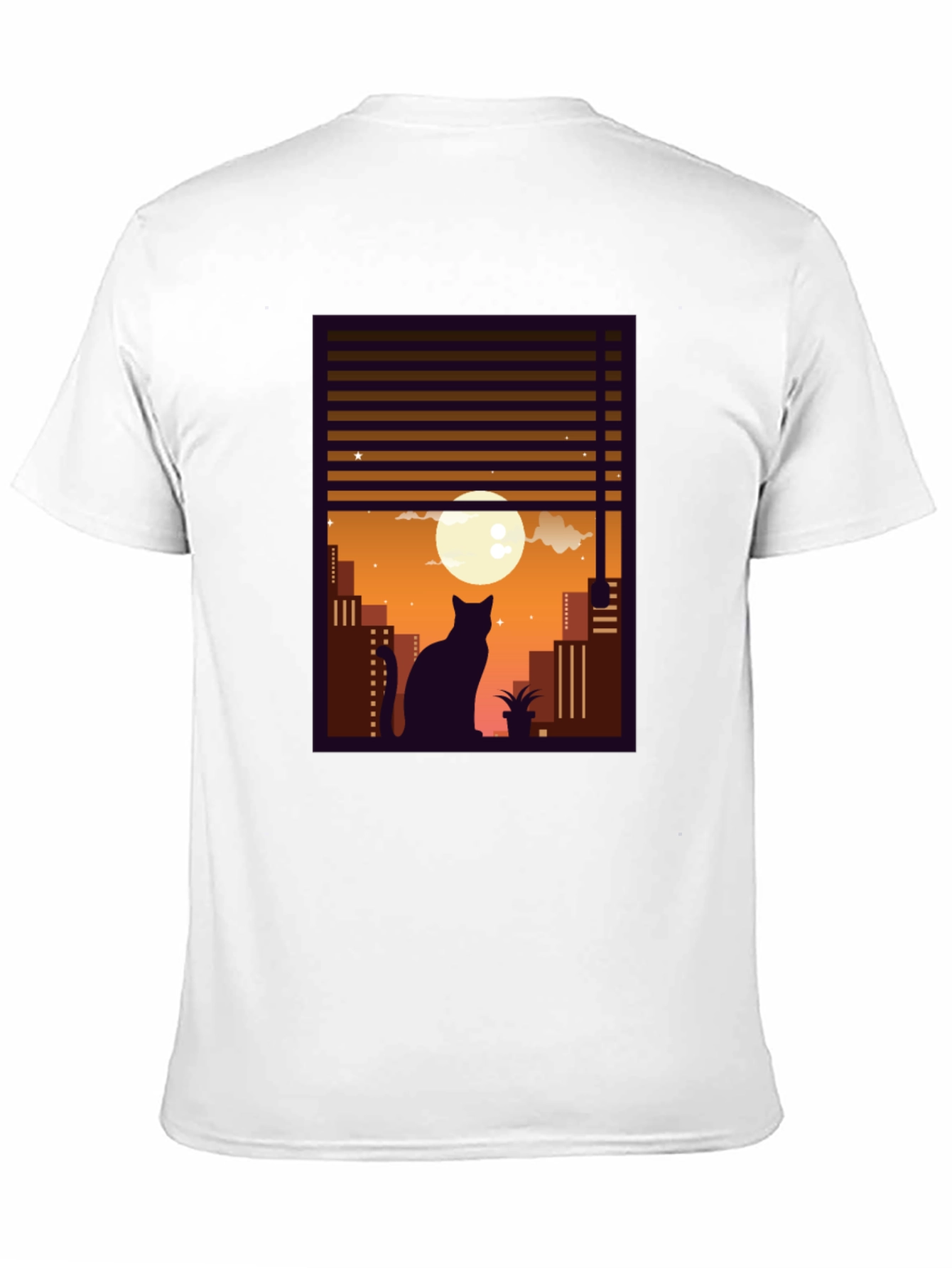 Black Urban Cat Silhouette T-Shirt view 11