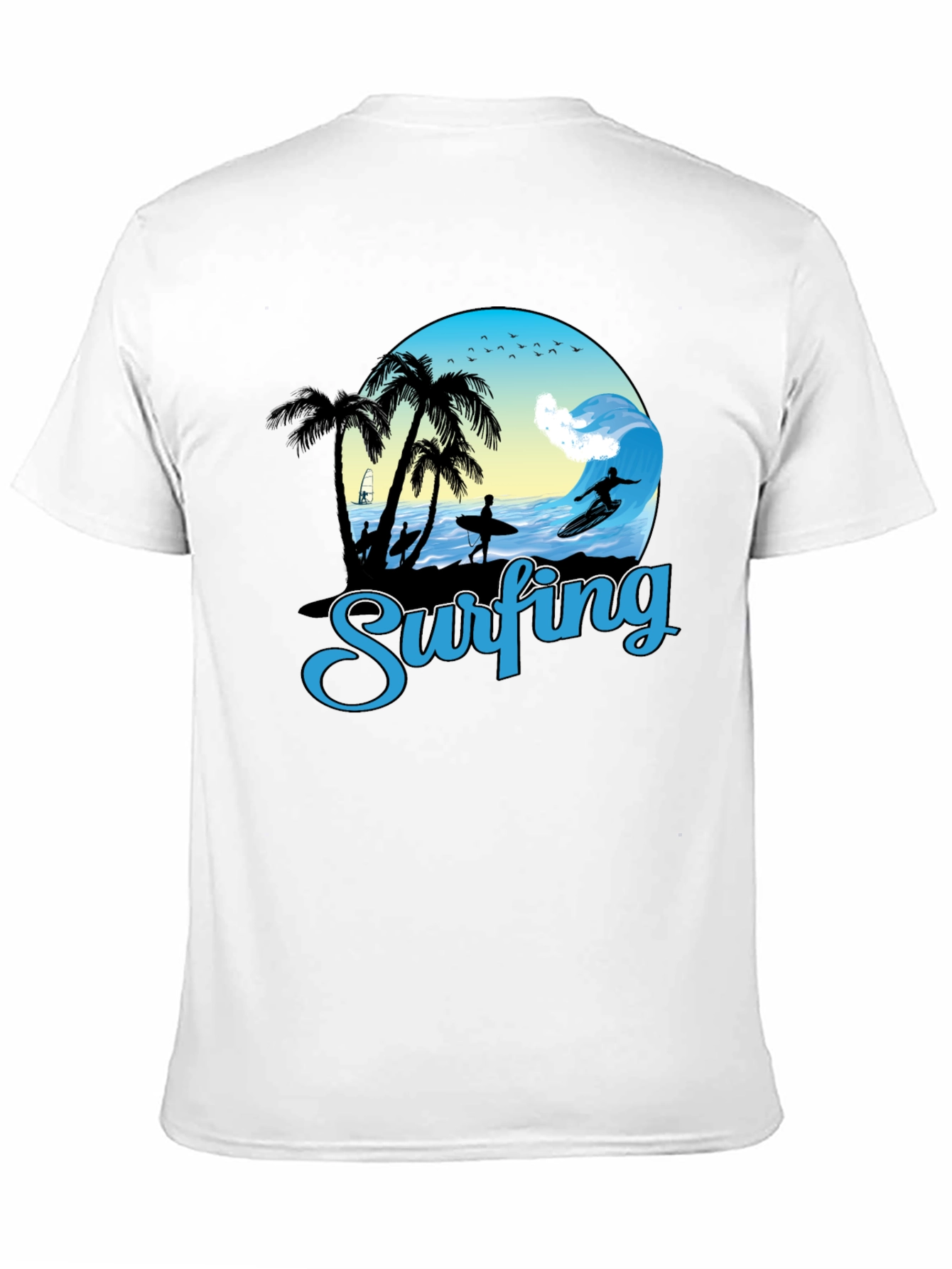 Black Surfing Graphic T-Shirt - Black Cotton Tee view 11