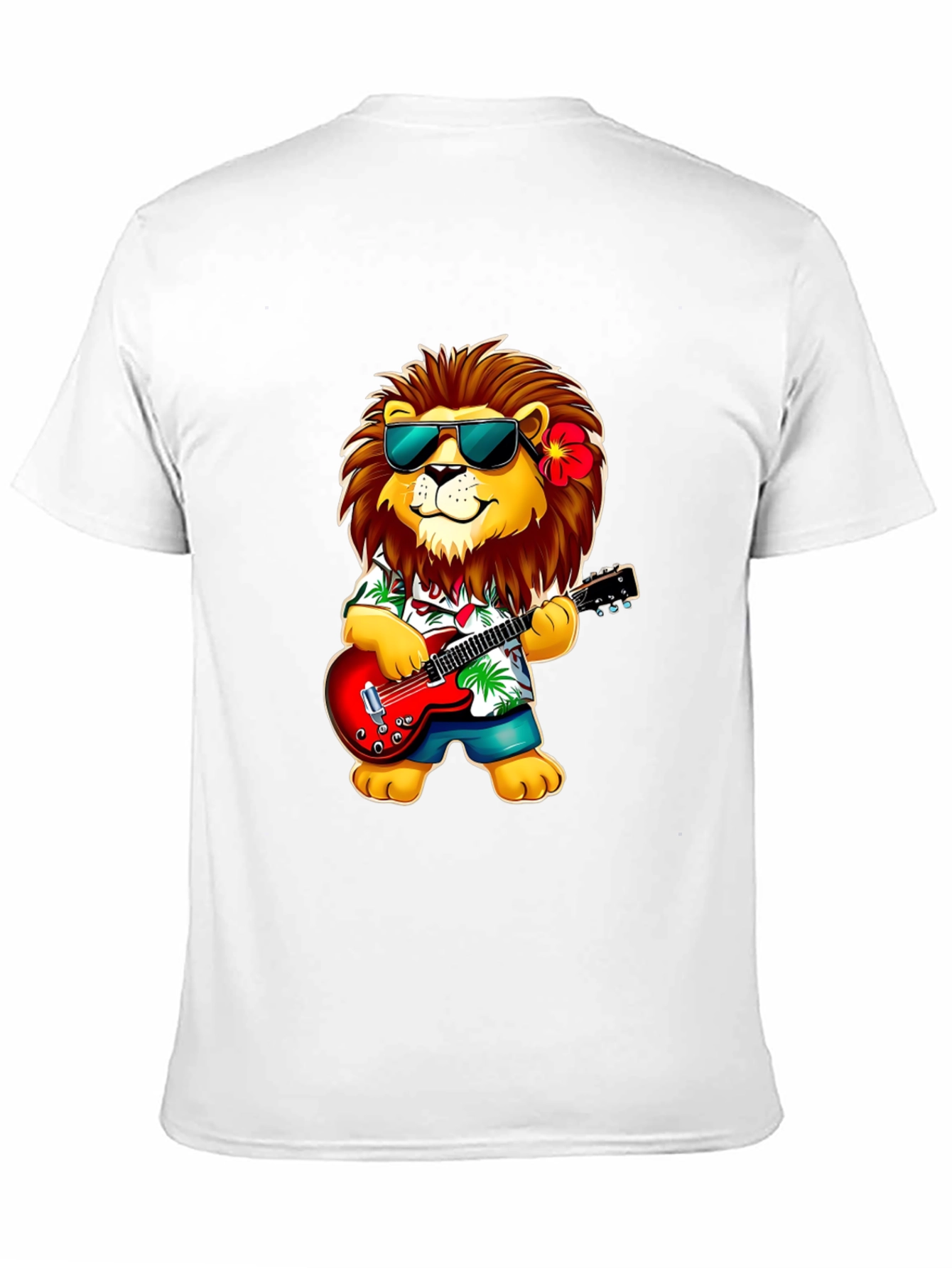 Black Lion Guitarist Graphic Tee - Cool Novelty Shirt view 11
