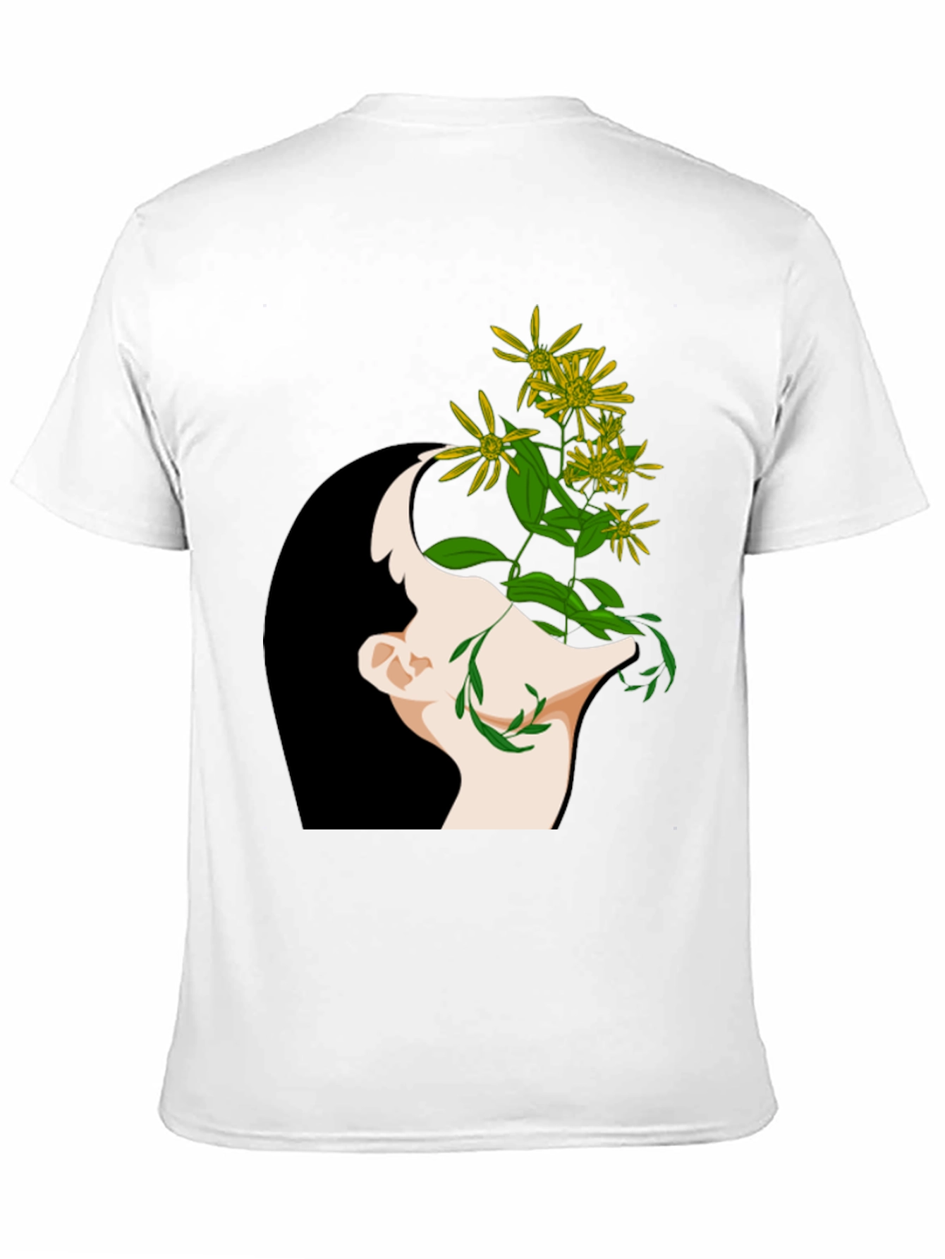Black Floral Mind Black T-Shirt - Artistic Graphic Tee view 11