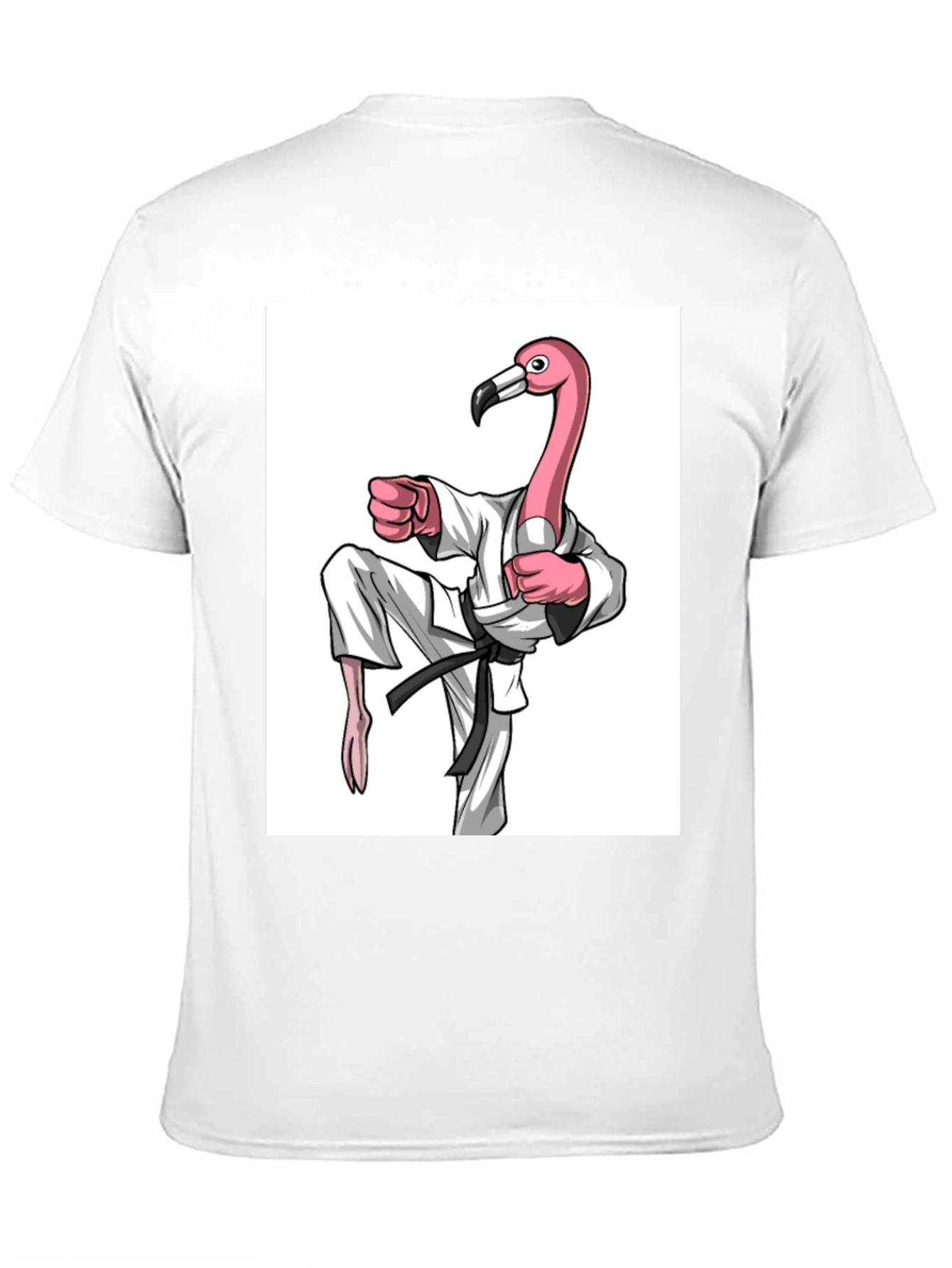 Black Karate Flamingo Black T-Shirt - Unique Graphic Tee view 11