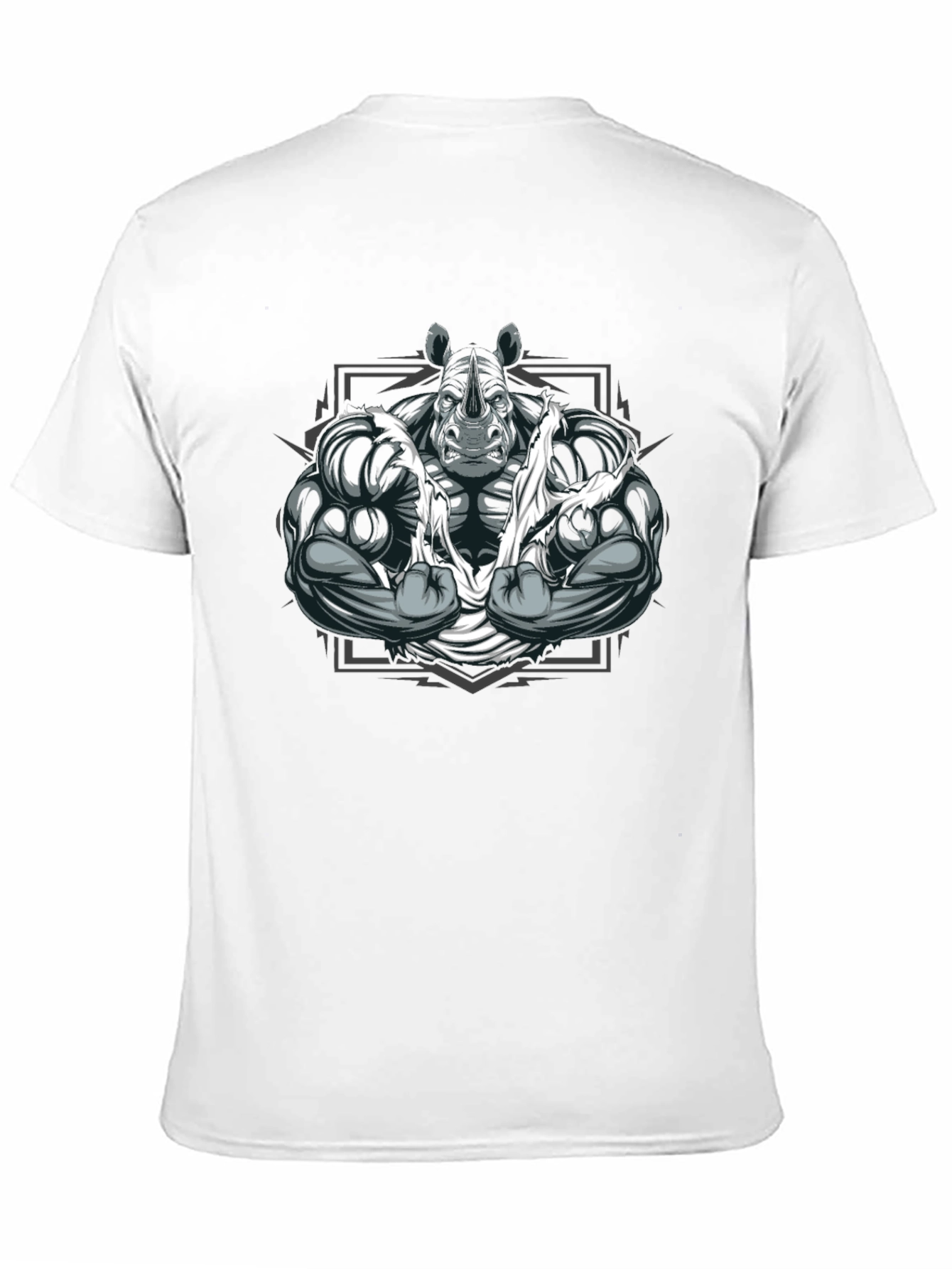 Black Rhino Bodybuilder Graphic T-Shirt - Black view 11