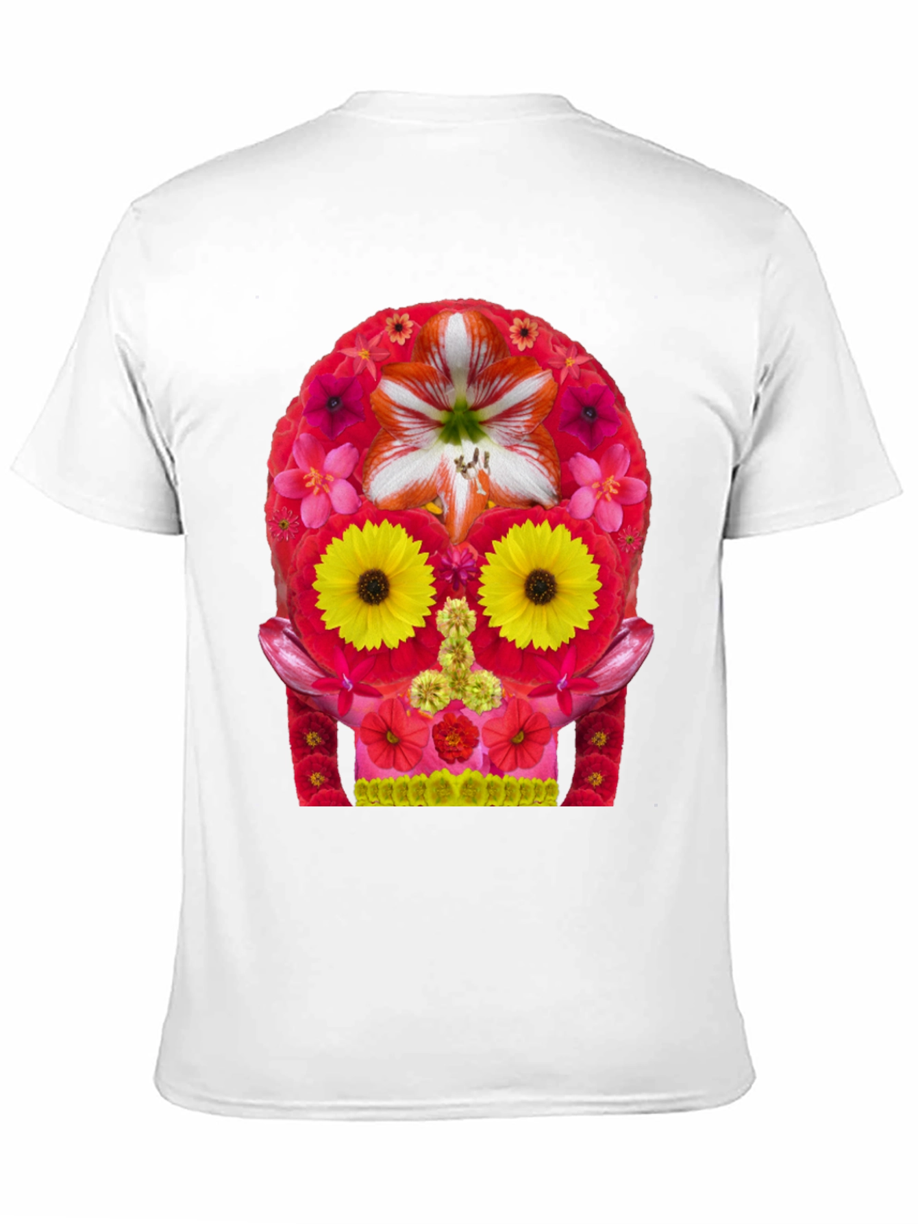 Black Floral Skull Graphic Tee - Men's Black T-Shirt view 11