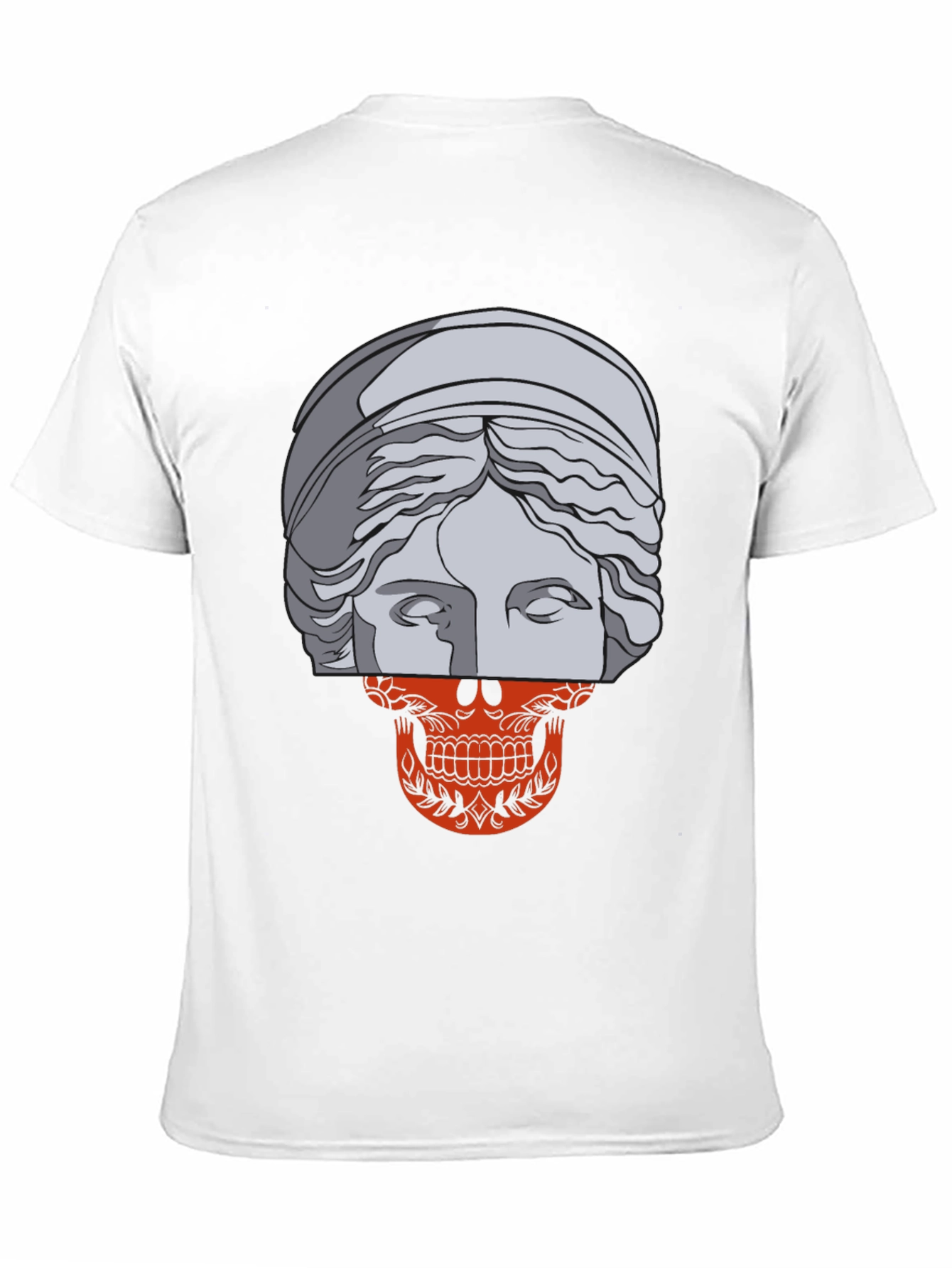 Black Skull Meets Statue Graphic Tee view 11