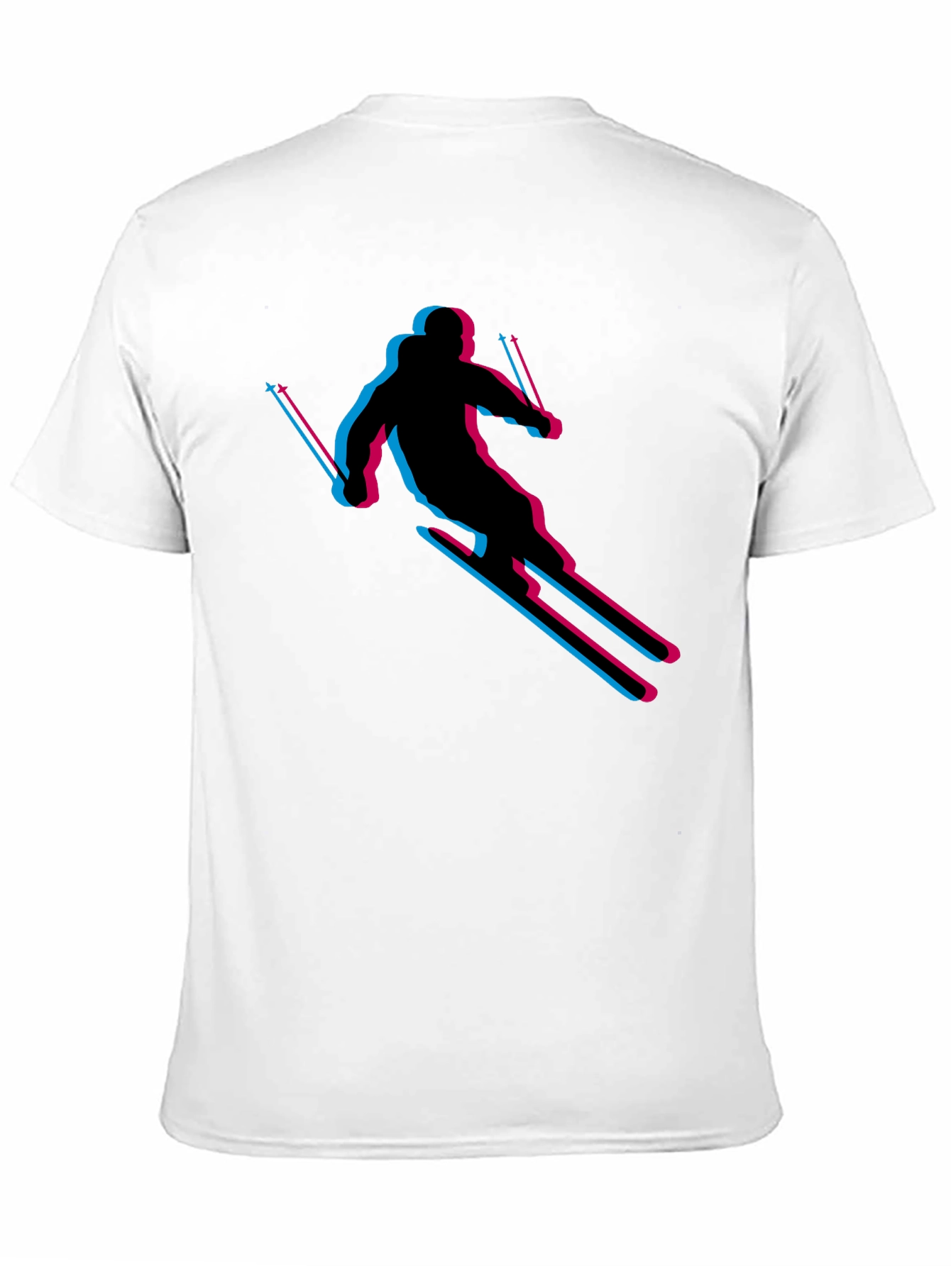 Black Retro Skiing T-Shirt - Black Cotton Blend view 11