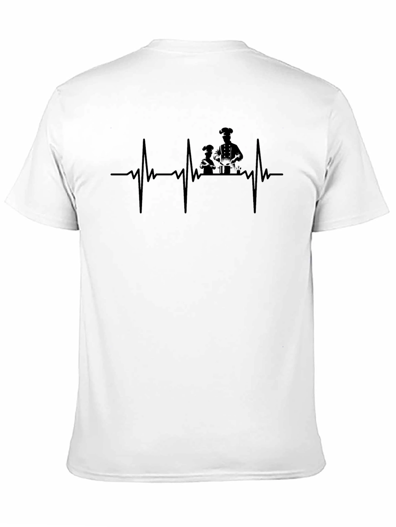 Black Chef Heartbeat T-Shirt - Black Cotton Crew Neck view 11