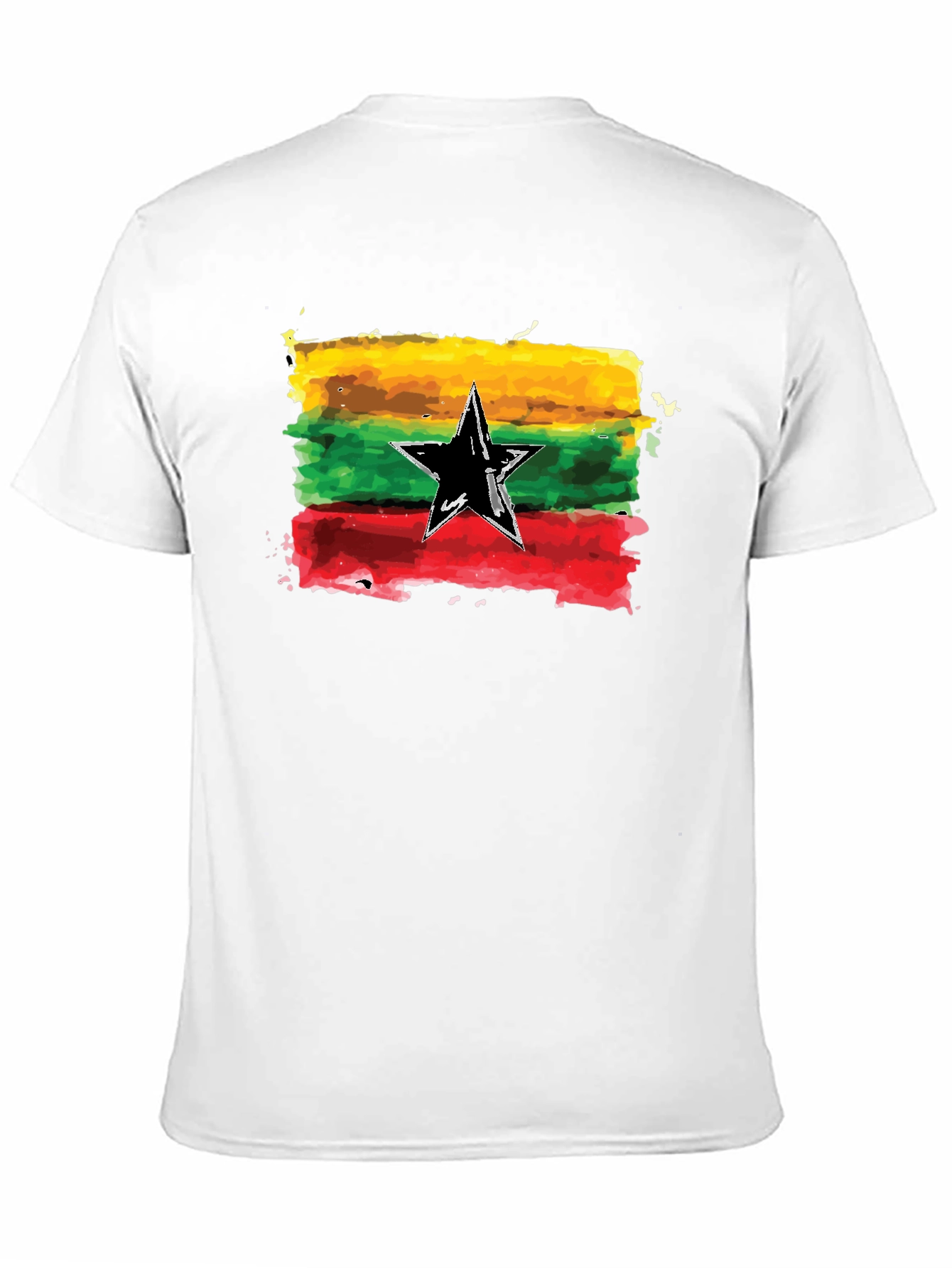 Black Ghana Flag Watercolor Graphic Tee view 11