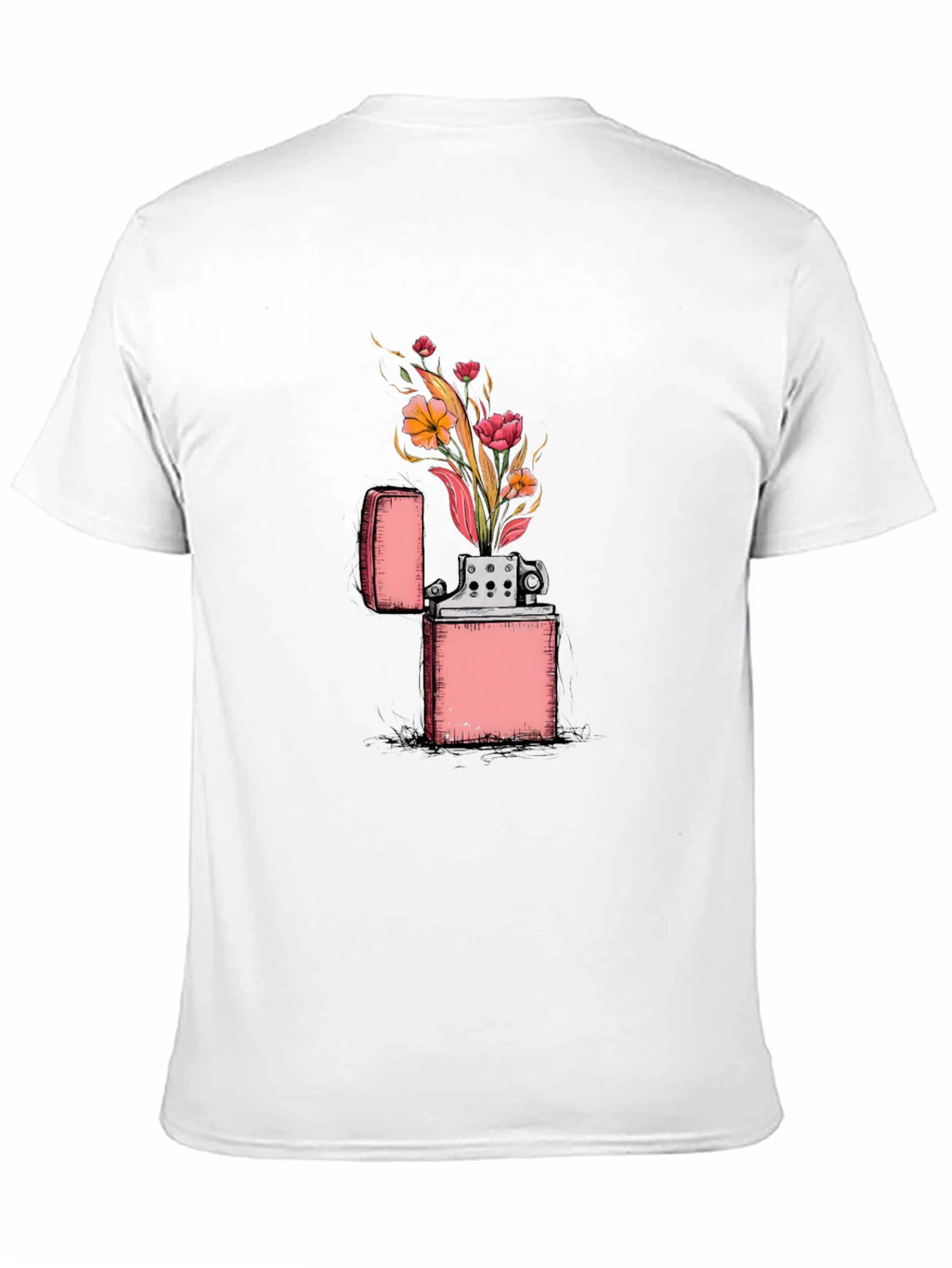 Black Floral Zippo Graphic Tee - Unique Lighter Design view 11