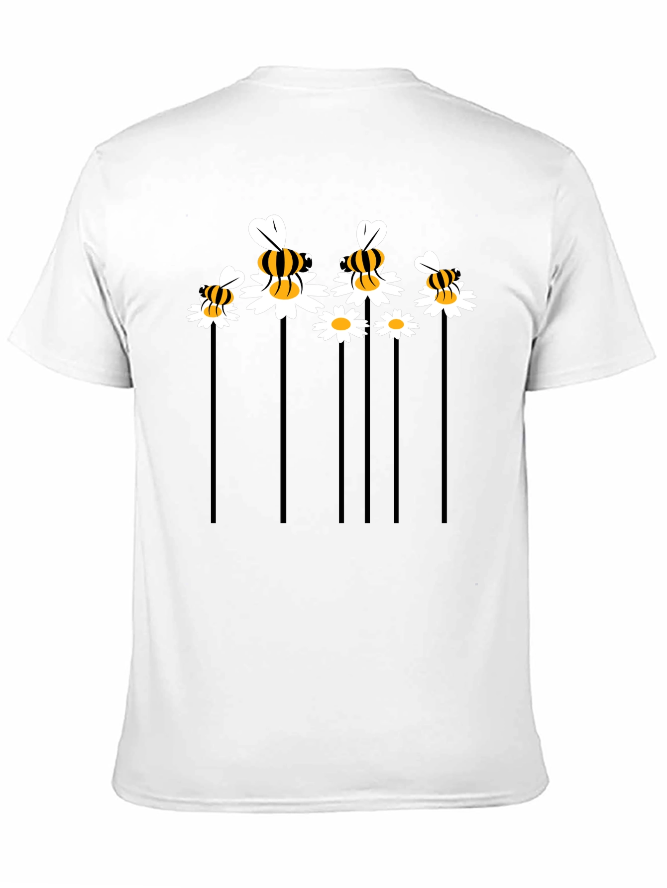 Black Bee & Daisy Graphic Tee - Black Cotton Blend view 11