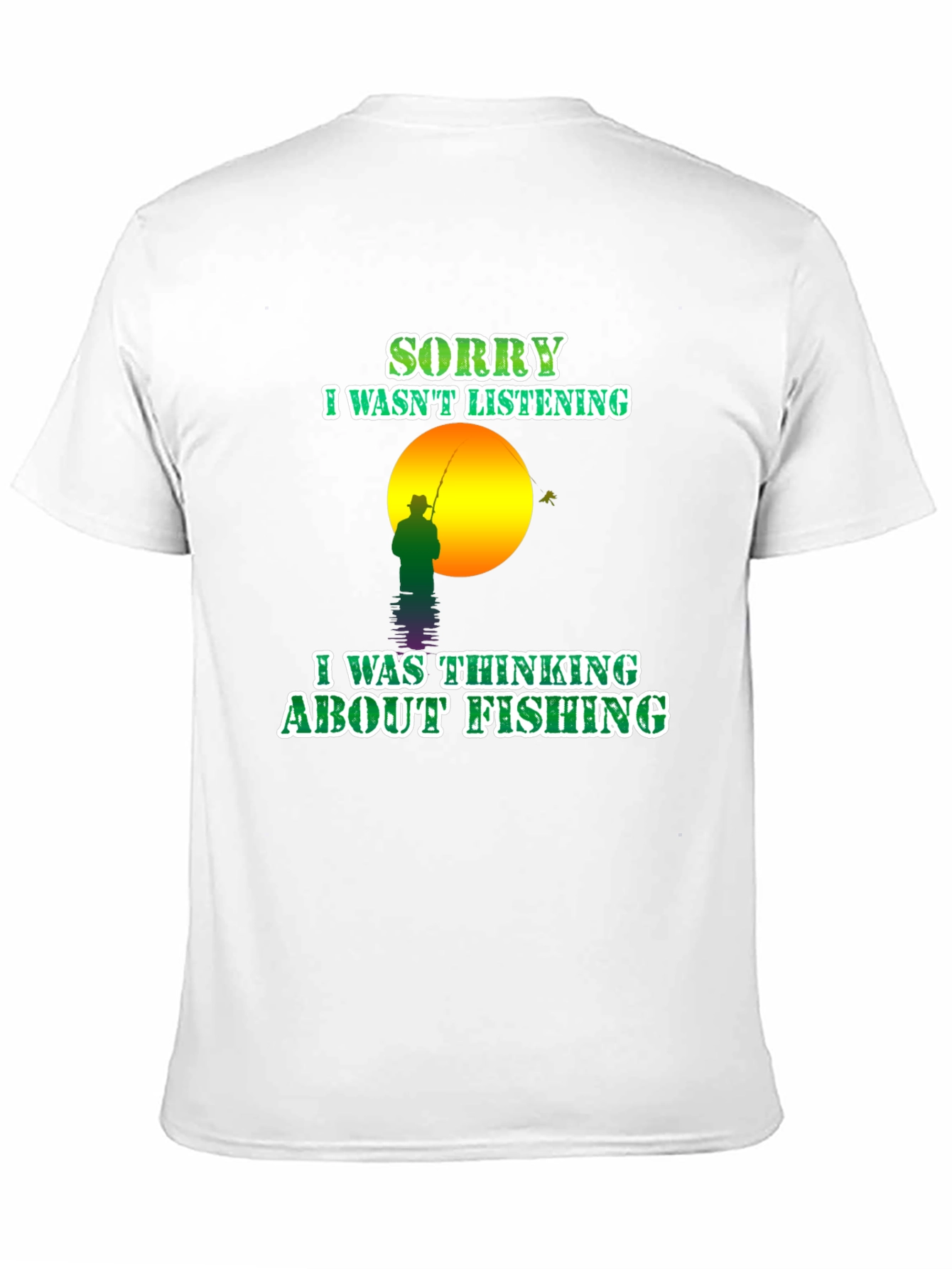 Black Fishing T-Shirt: Sorry, Thinking About Fishing view 11
