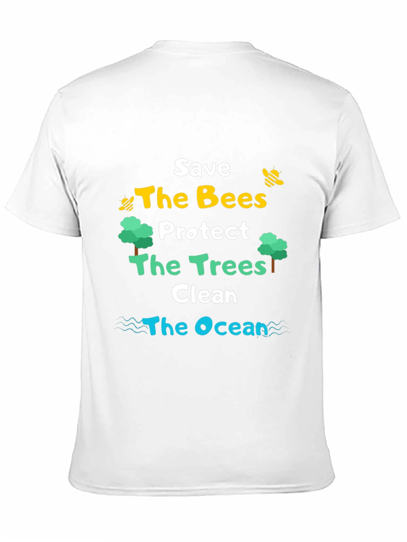 Black Save the Bees, Trees, Ocean T-Shirt view 11