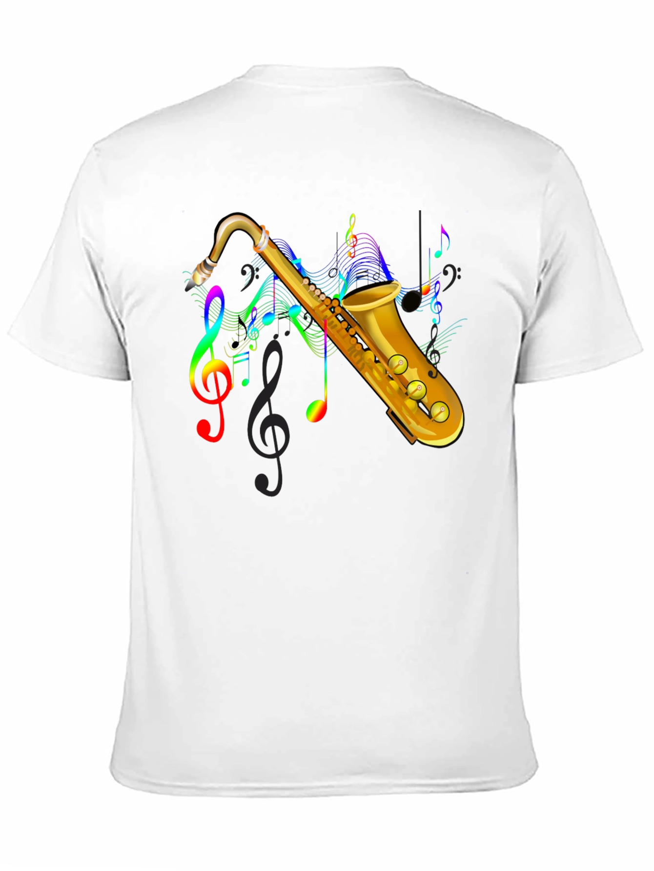 Black Saxophone Music Note Graphic Tee - Black view 11