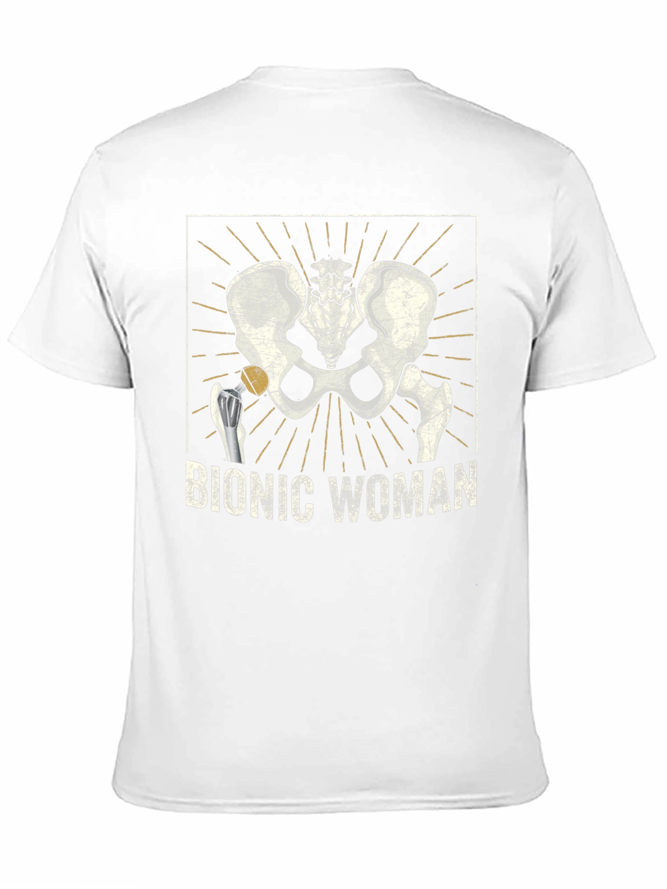 Black Bionic Woman Hip Replacement Graphic Tee view 11