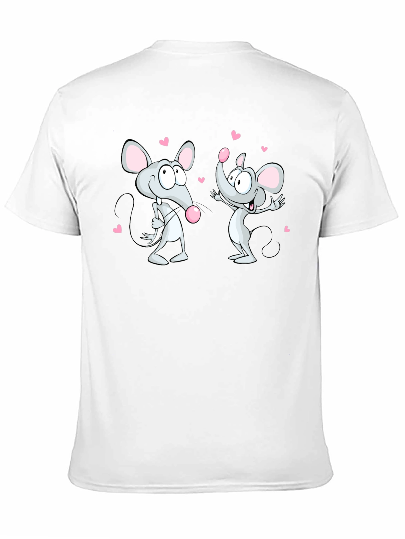Black Cute Cartoon Mice Valentine's T-Shirt view 11
