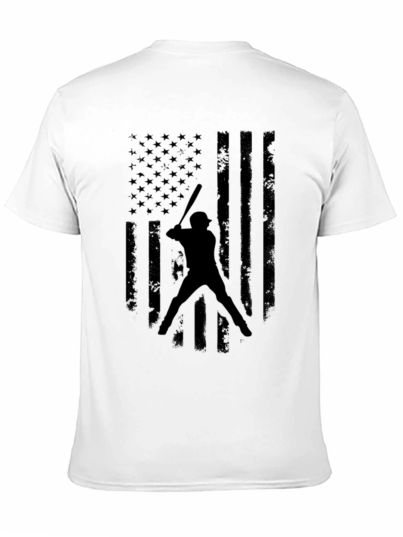 Black American Flag Baseball Graphic T-Shirt view 11