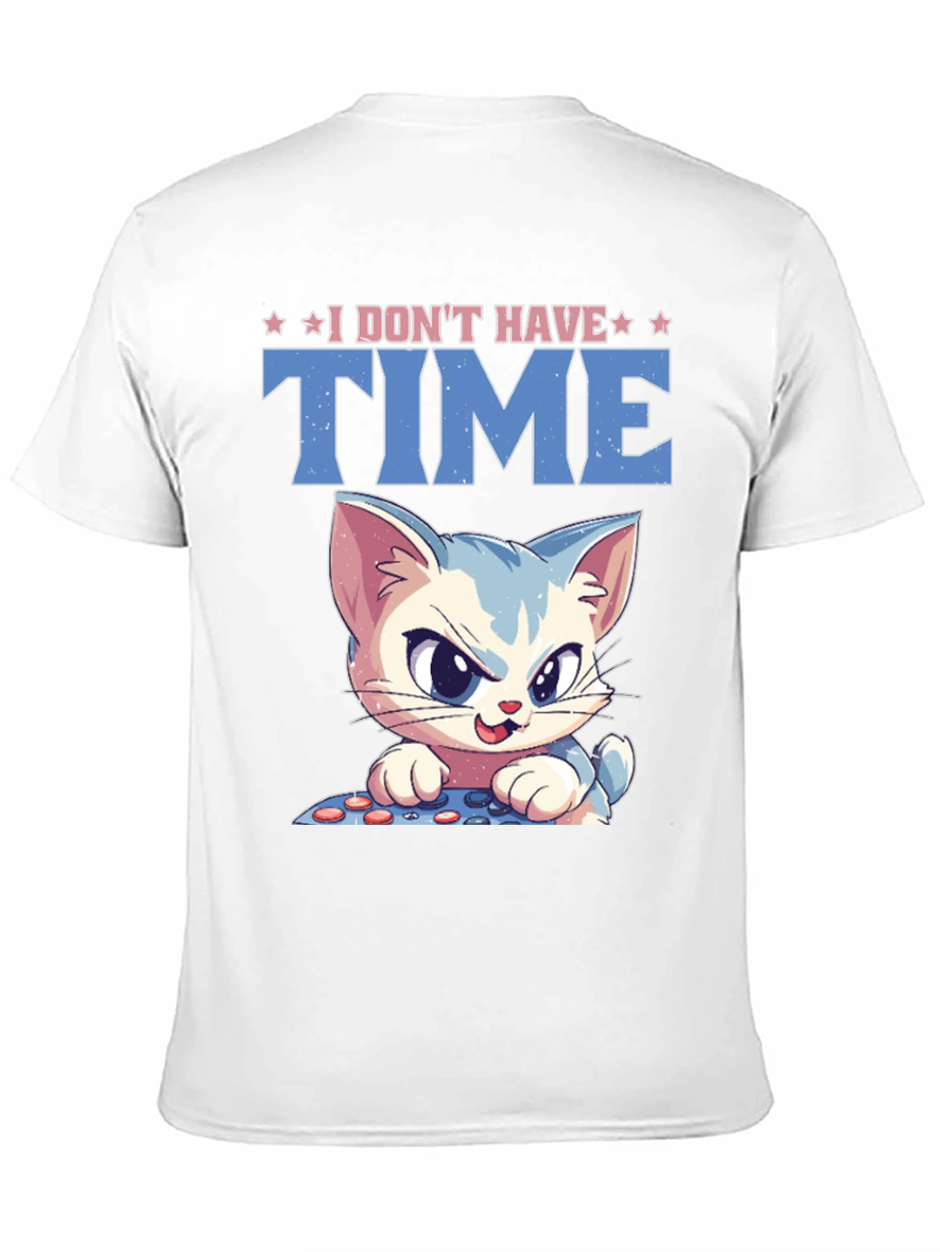Black I Don't Have Time Cat Gamer Black T-Shirt view 11